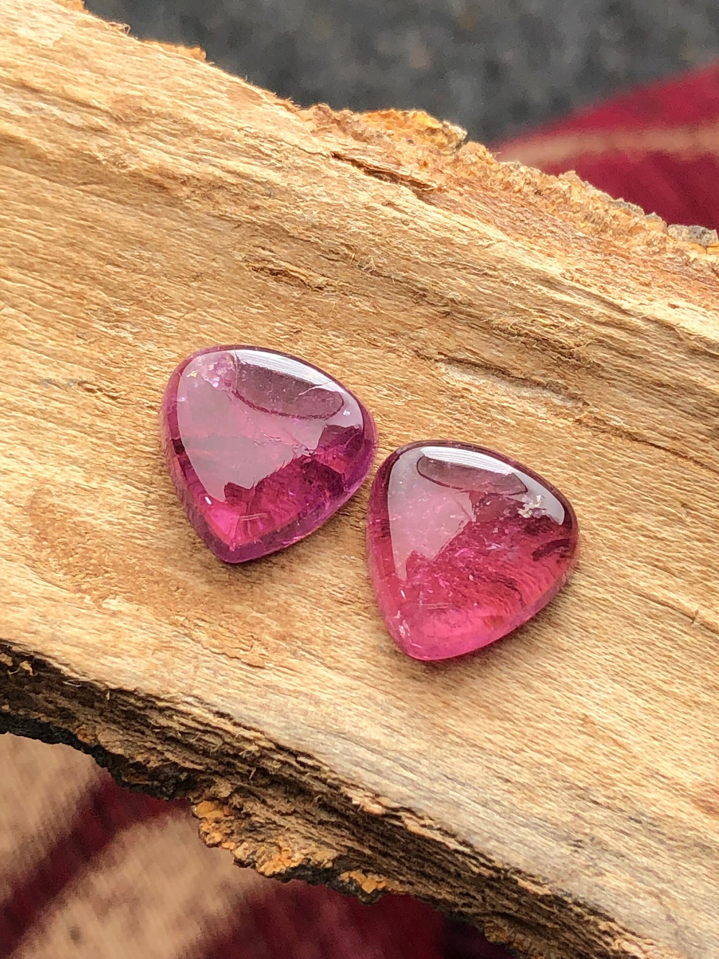 Natural pink cabochons pair 9.90 carat