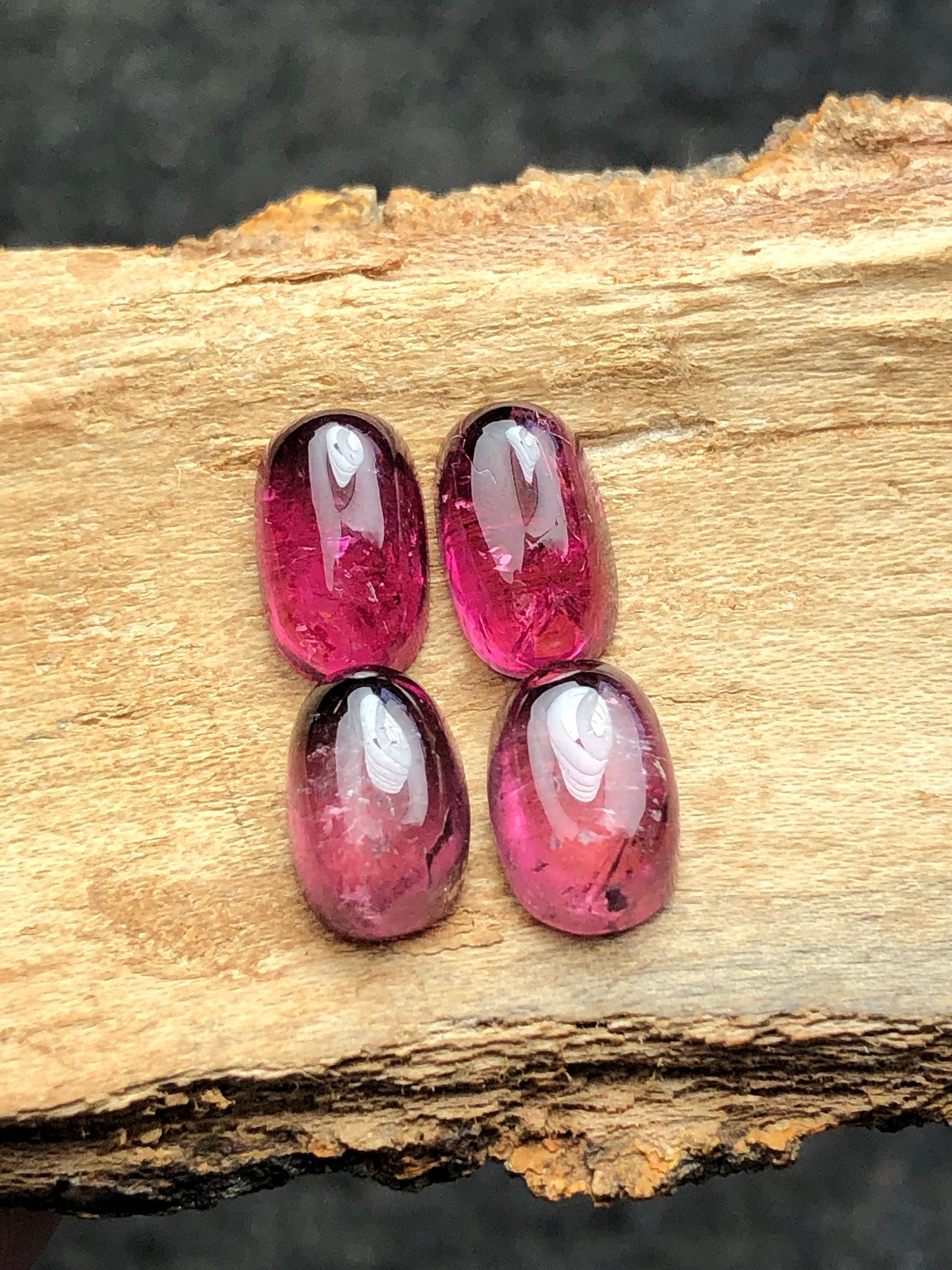 Natural pink tourmaline pair cabochon 12.60 carats