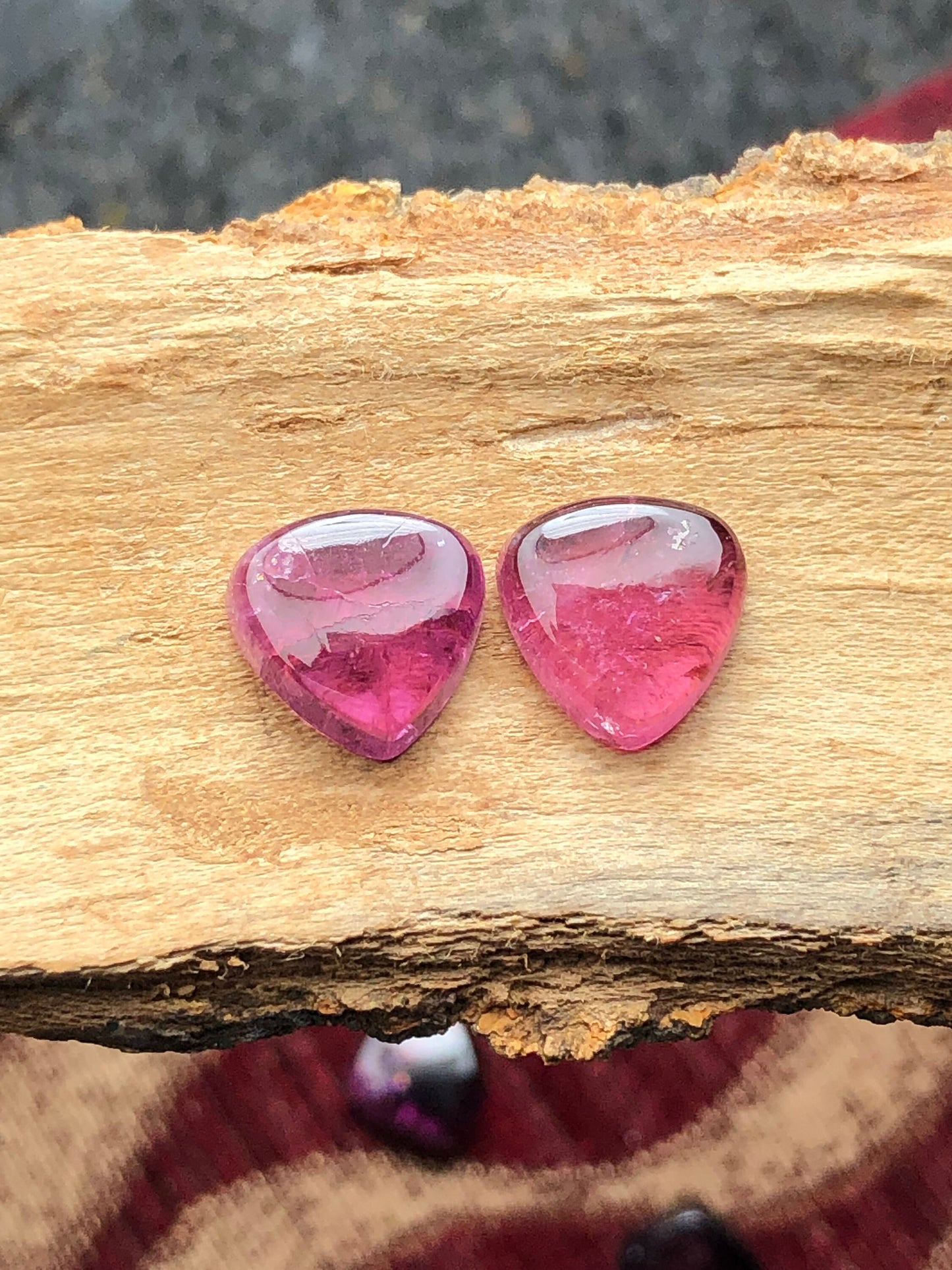 Natural pink cabochons pair 9.90 carat