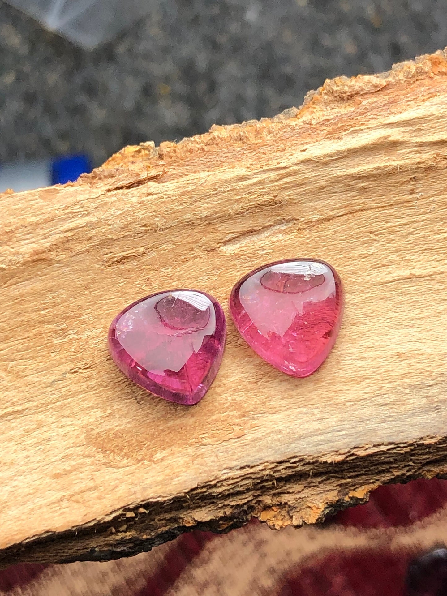 Natural pink cabochons pair 9.90 carat
