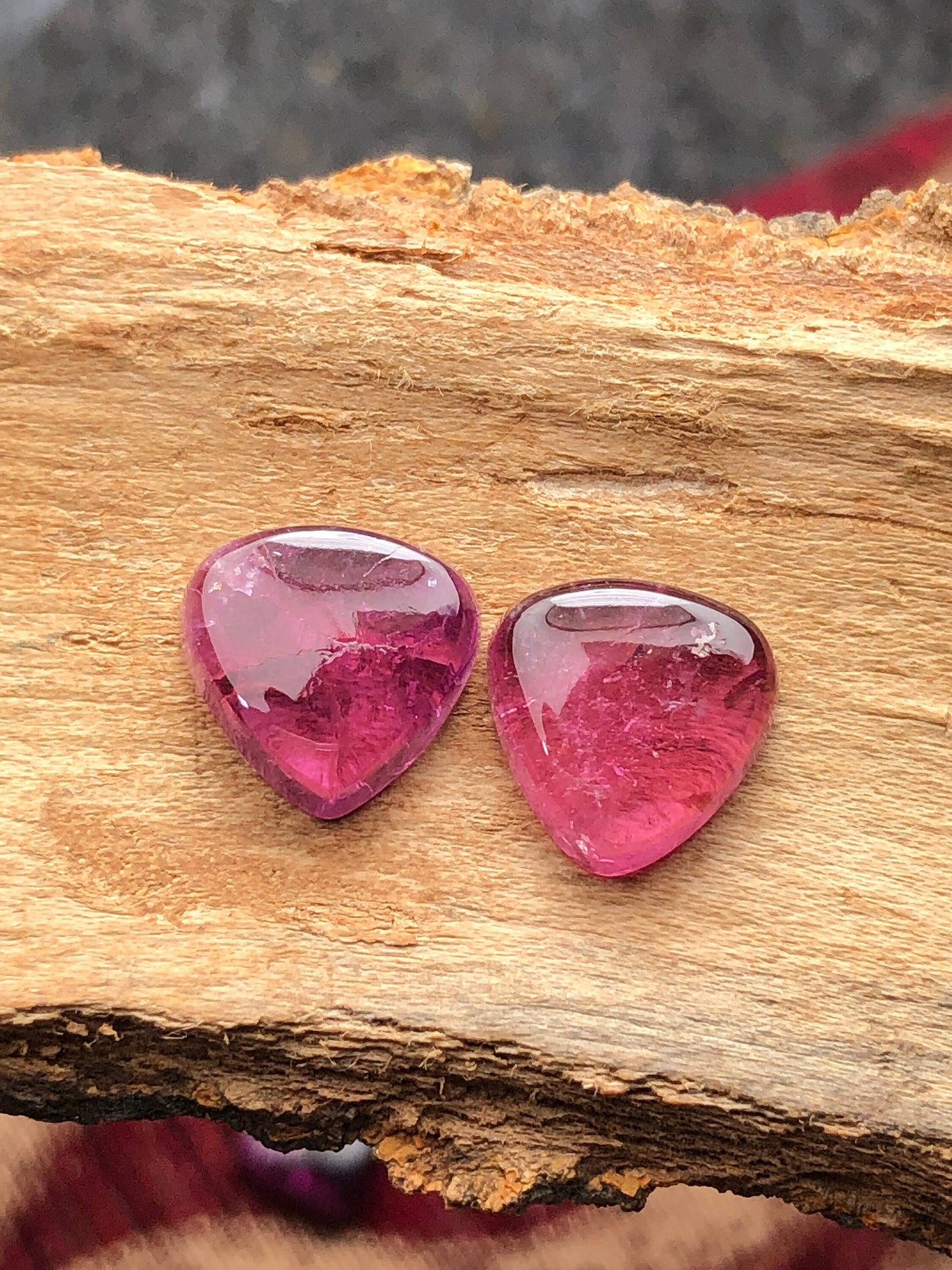 Natural pink cabochons pair 9.90 carat