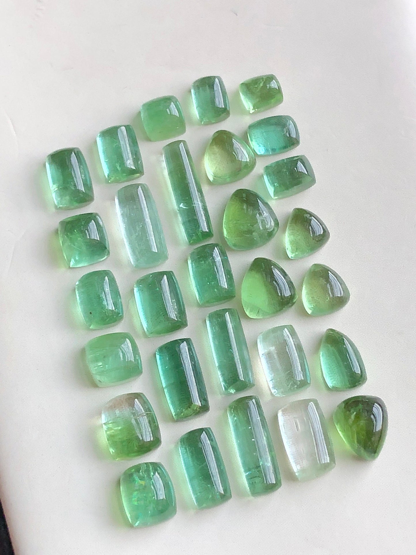 Natural mint green tourmaline cabochons lot 36.50 carats