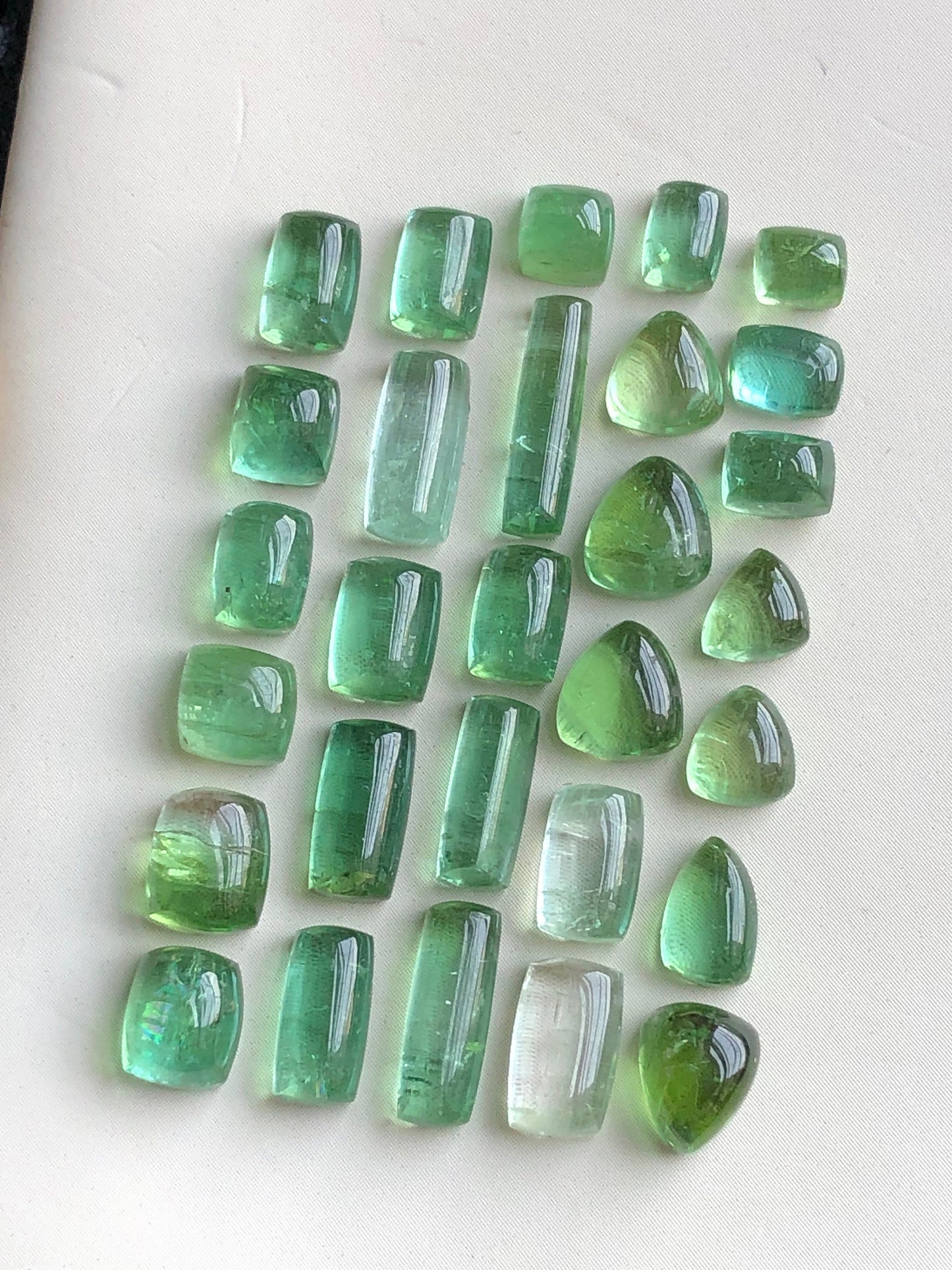 Natural mint green tourmaline cabochons lot 36.50 carats