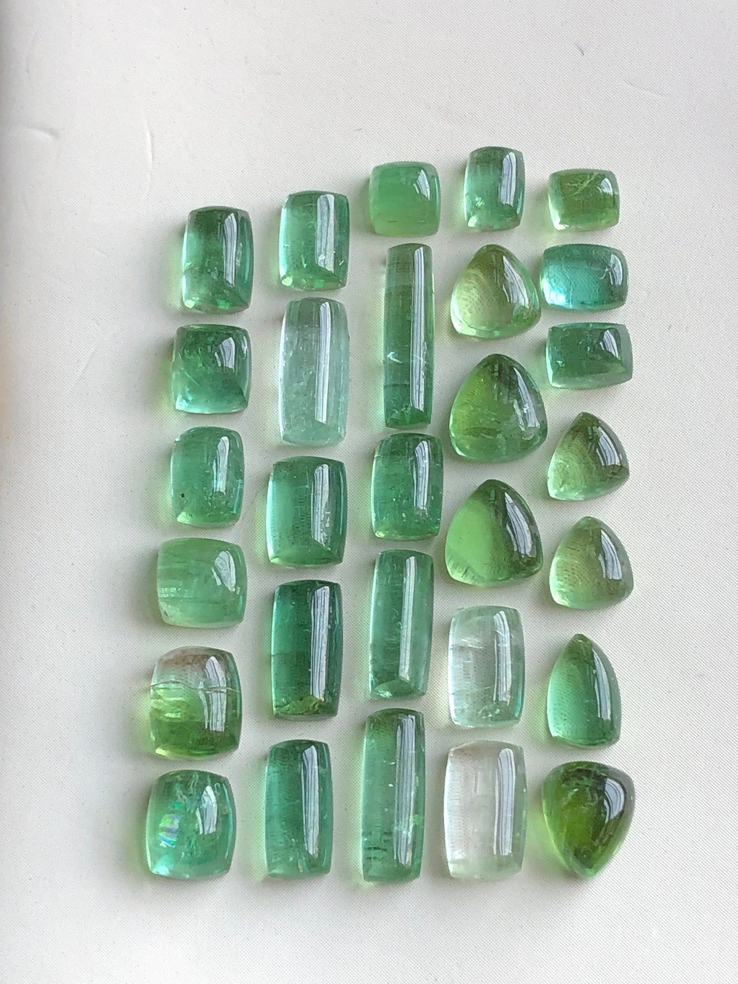 Natural mint green tourmaline cabochons lot 36.50 carats