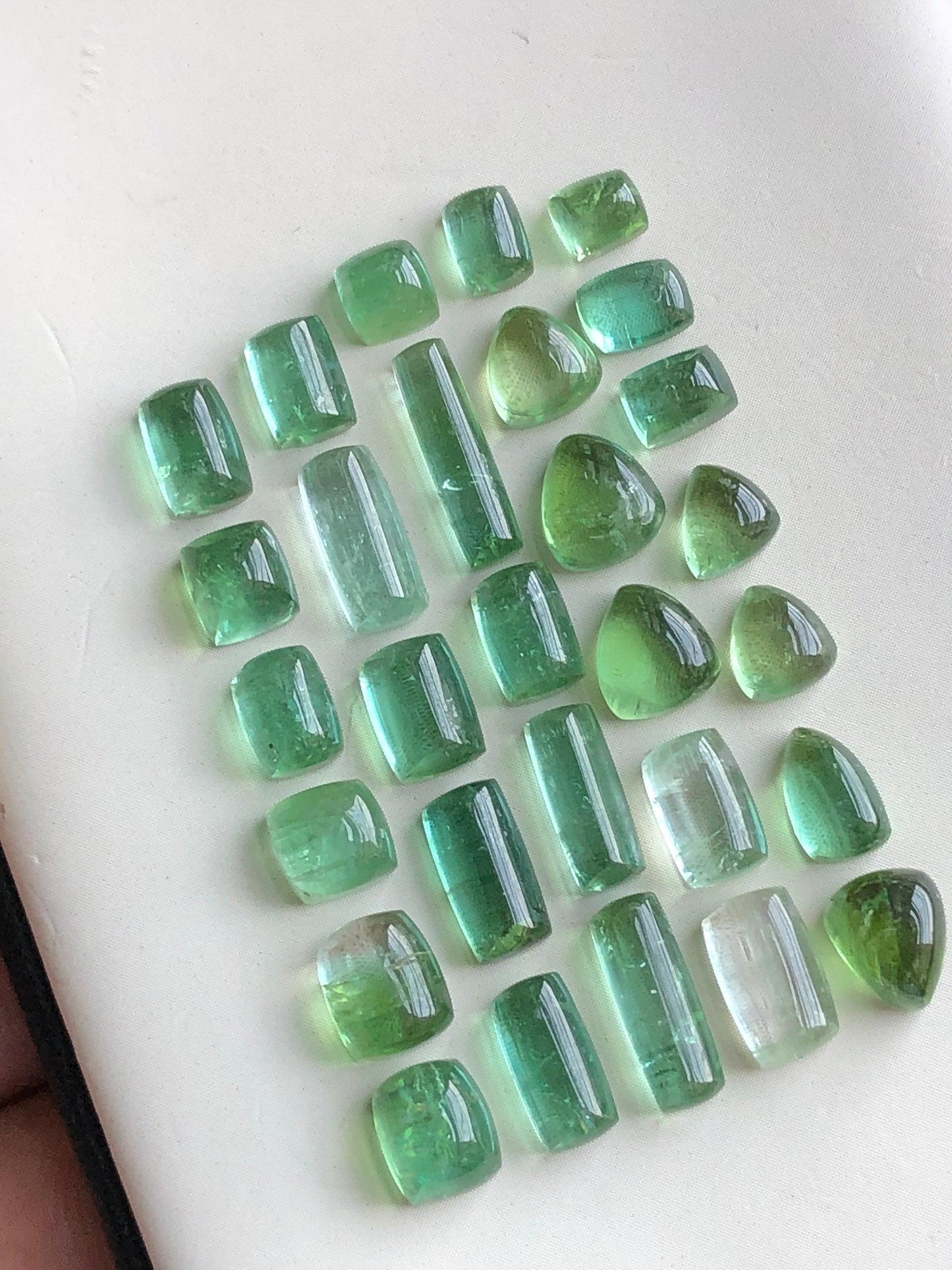 Natural mint green tourmaline cabochons lot 36.50 carats