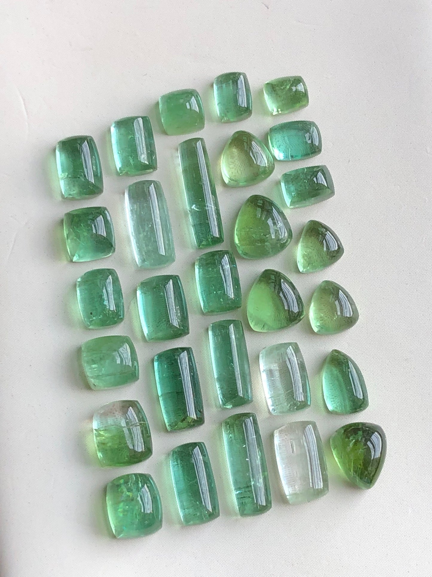 Natural mint green tourmaline cabochons lot 36.50 carats