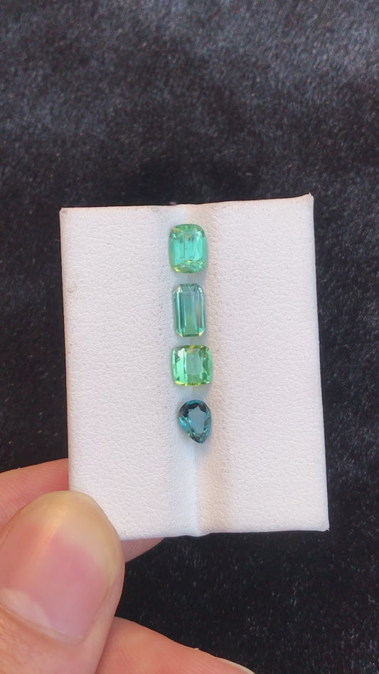 2.80-carat Blue/Green Faceted Natural Tourmaline Gemstones Faceted From Afghanistan
