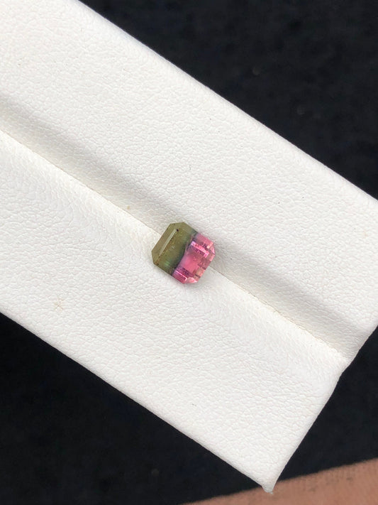 1.55 carat faceted bi colour tourmaline origin Afghanistan 6*6*5mm