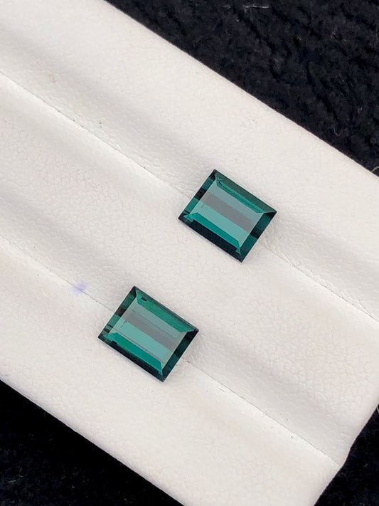 2.65 carats stunning natural faceted afghani tourmaline pair7*5*3.5mm