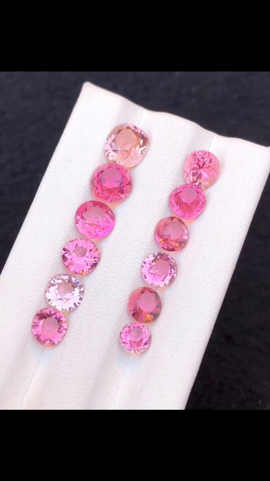 10.55 carats stunning natural round shape pink tourmalines origin Afghanistan 5mm to 7mm