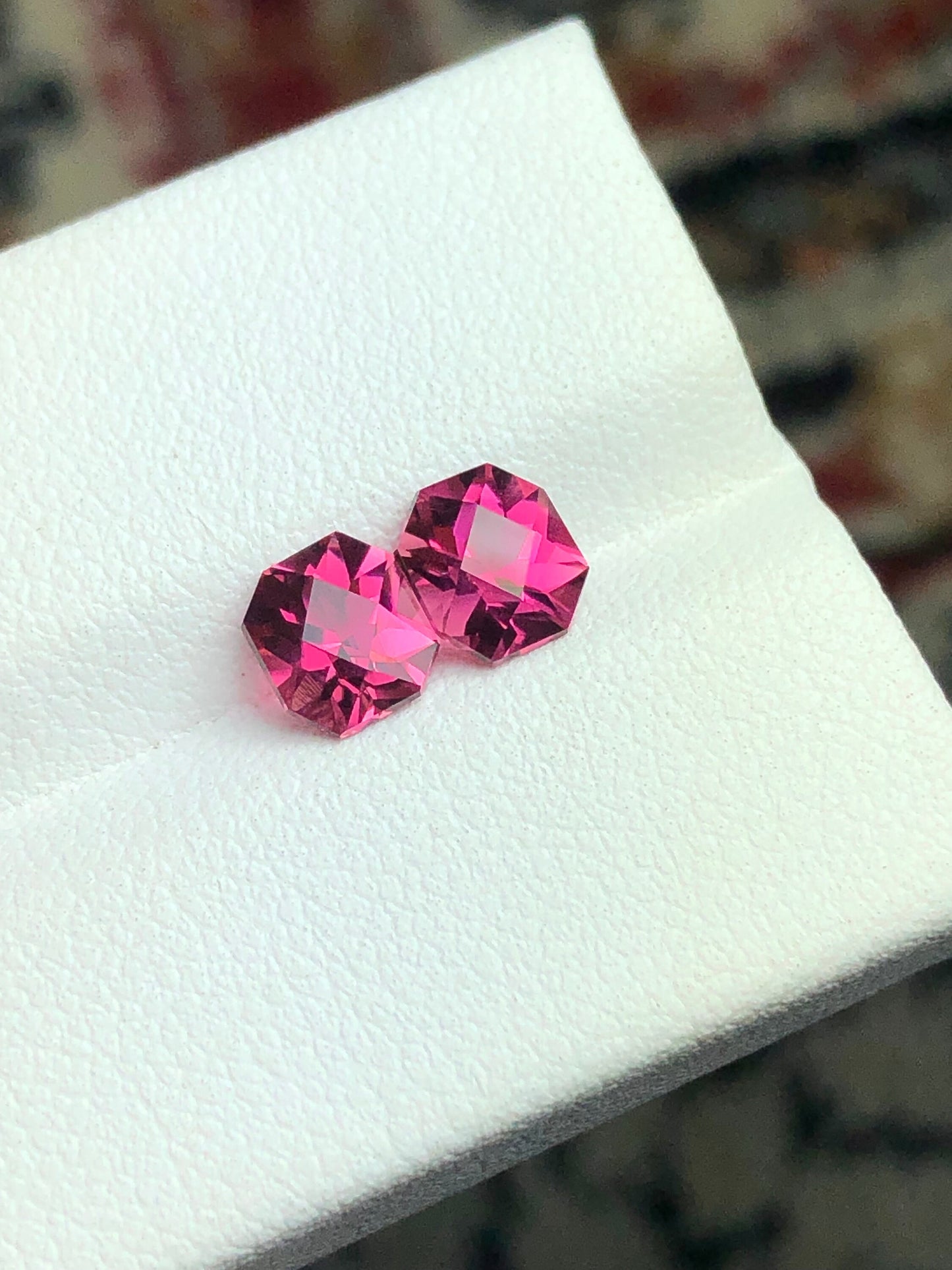 1.60 carats stunning rare pomegranate colour tourmaline pair 6*5*4mm each one
