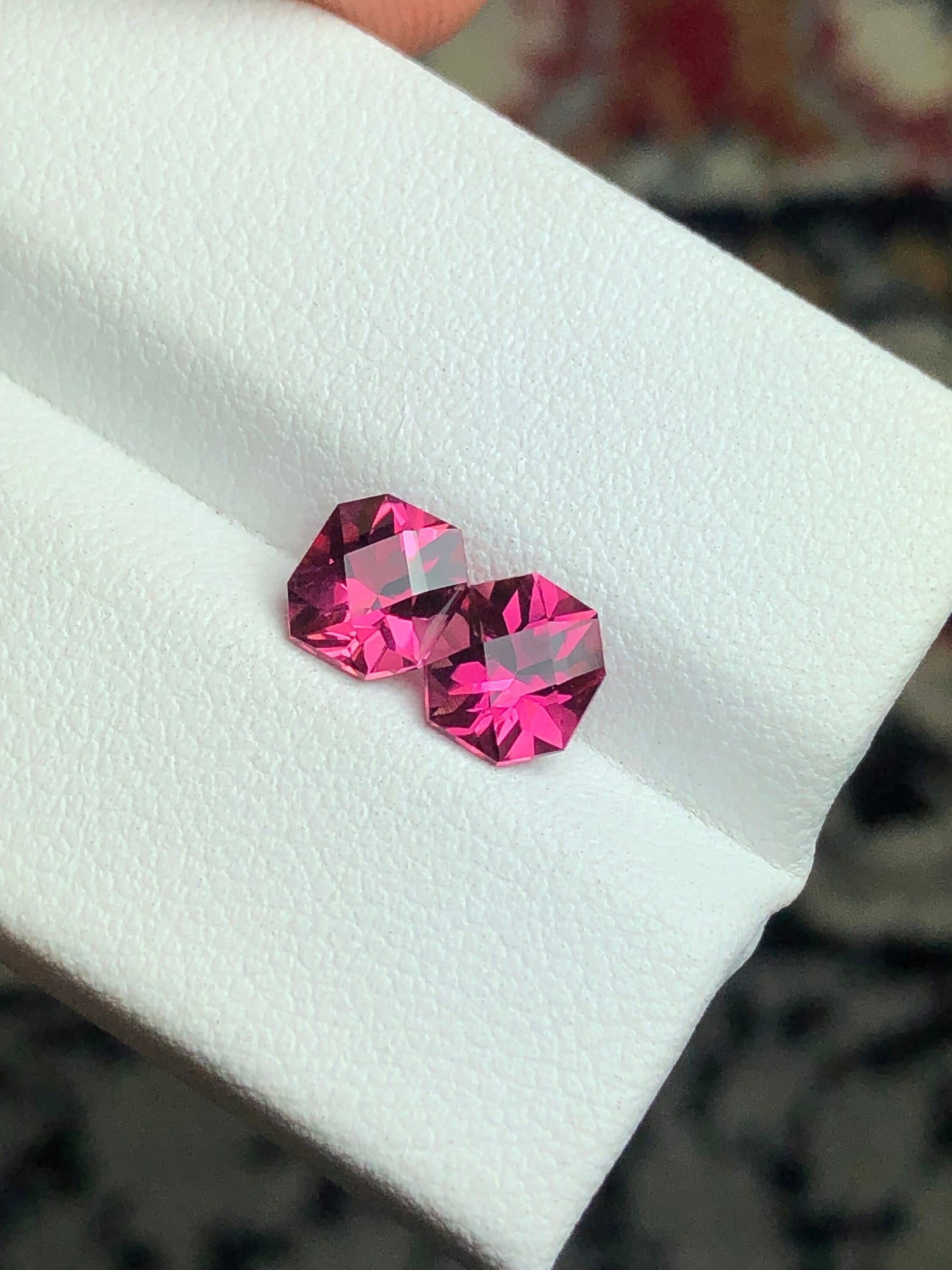 1.60 carats stunning rare pomegranate colour tourmaline pair 6*5*4mm each one