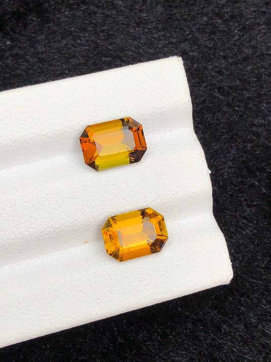 Yellow tourmaline pair 3.80 carats natural from Afghanistan kunar mine perfect for earrings