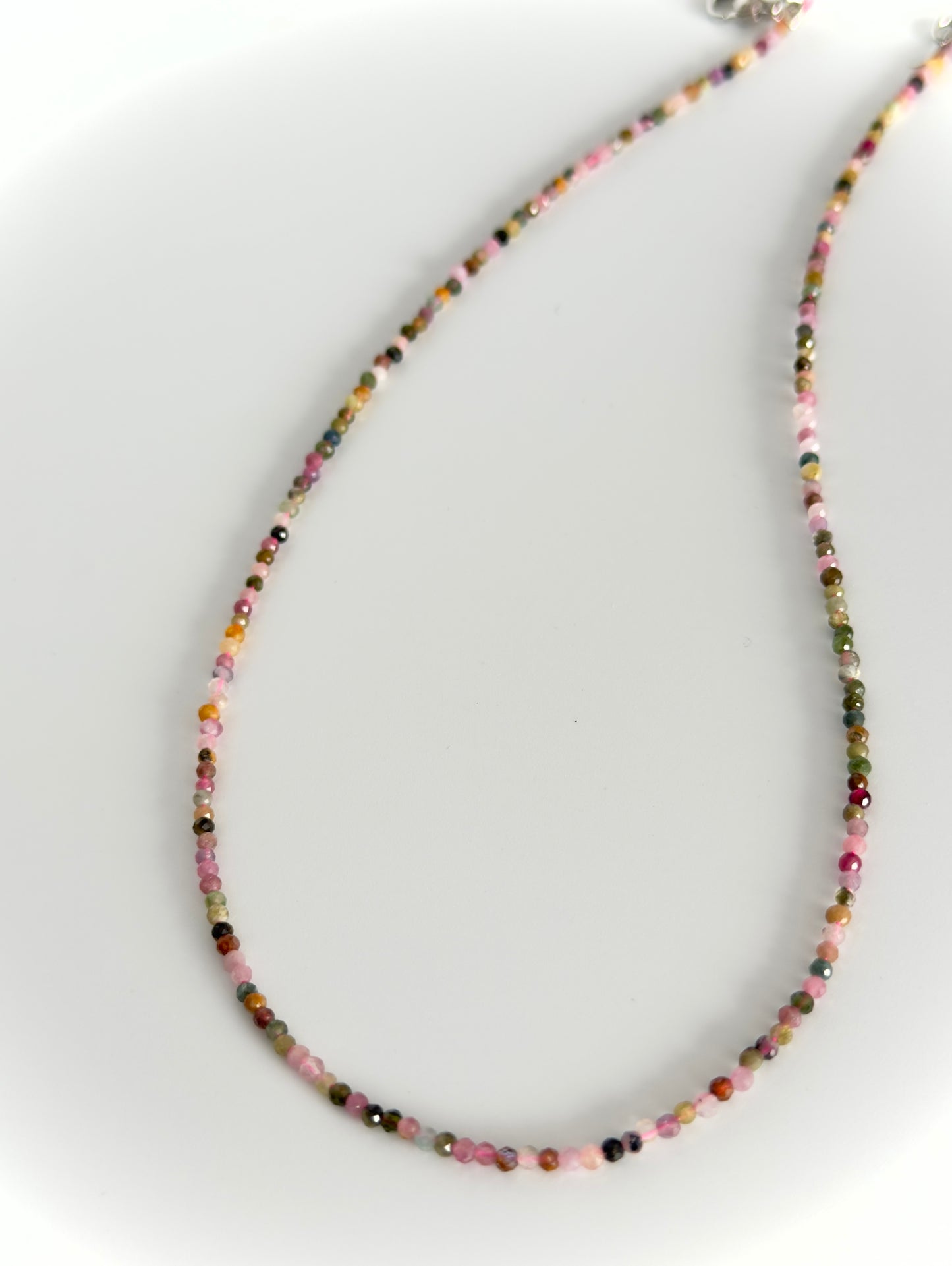 Natural Multi Color Tourmaline Necklace – Tiny Faceted Gemstone Beads