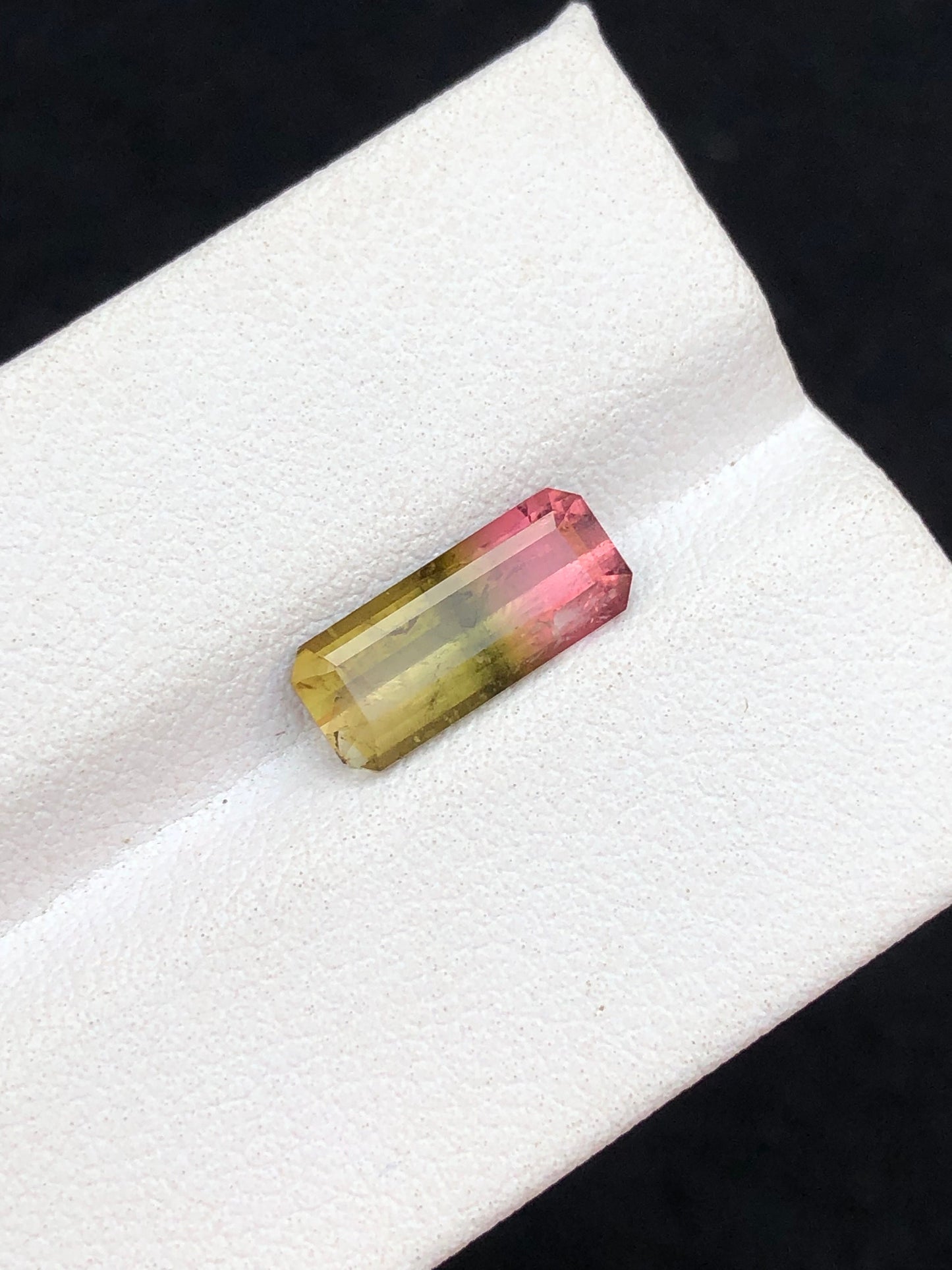 1.95 carat gorgeous emerald cut bi colour tourmaline