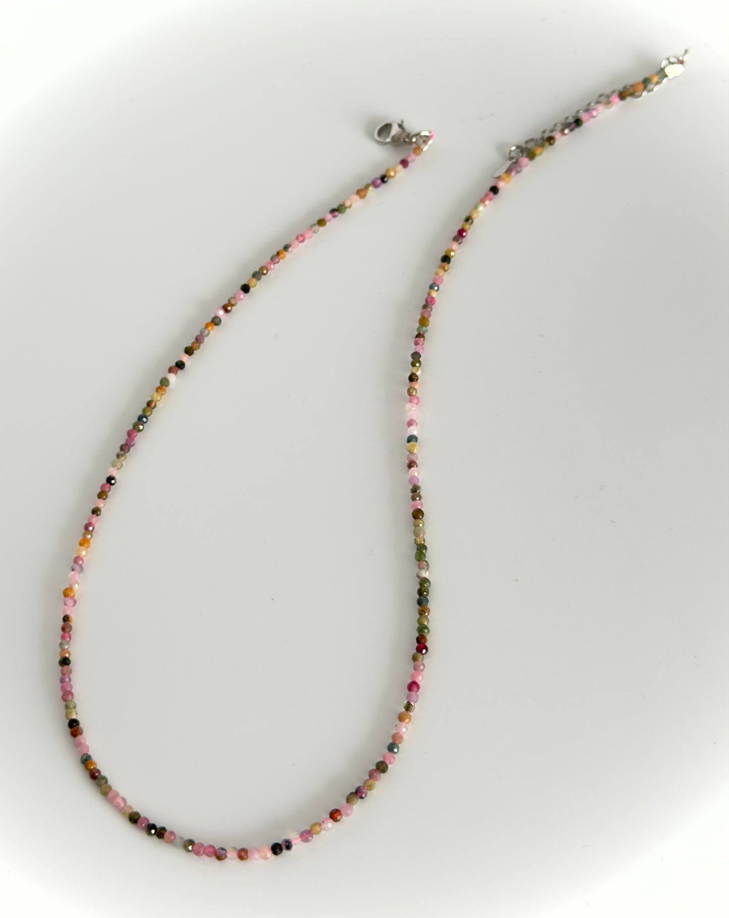 Natural Multi Color Tourmaline Necklace – Tiny Faceted Gemstone Beads