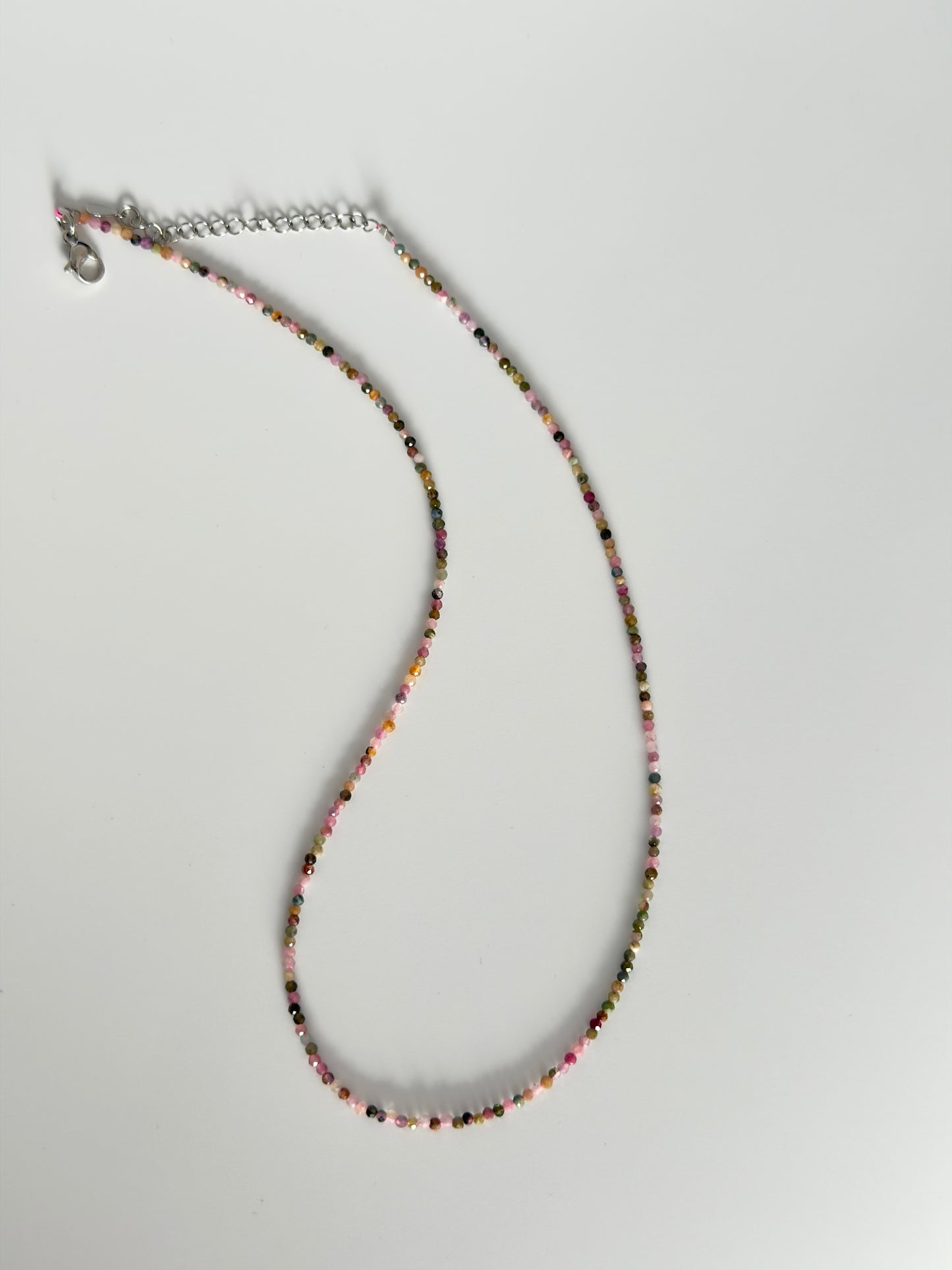 Natural Multi Color Tourmaline Necklace – Tiny Faceted Gemstone Beads