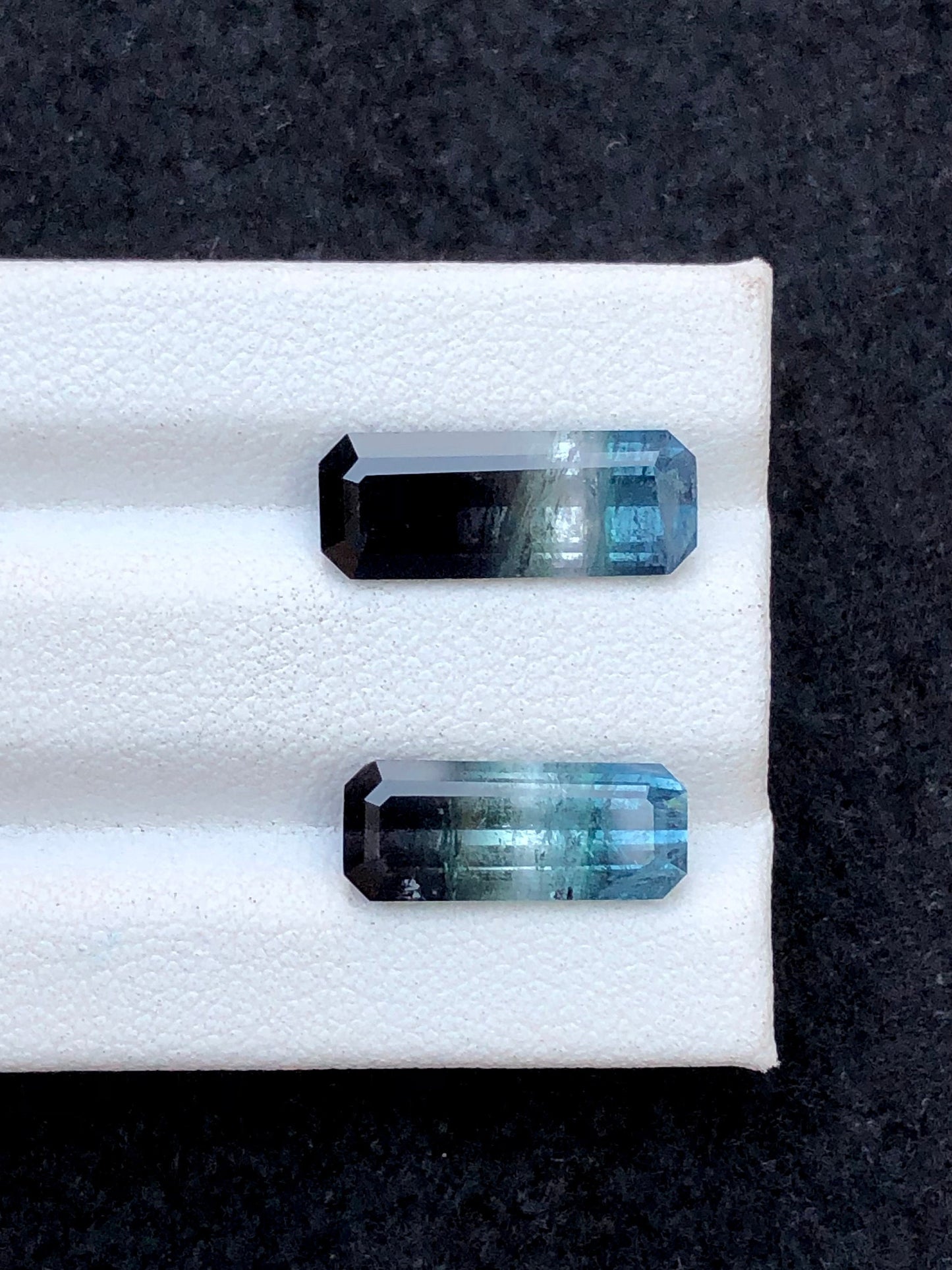 Bi colour tourmaline pair 6.85 carats