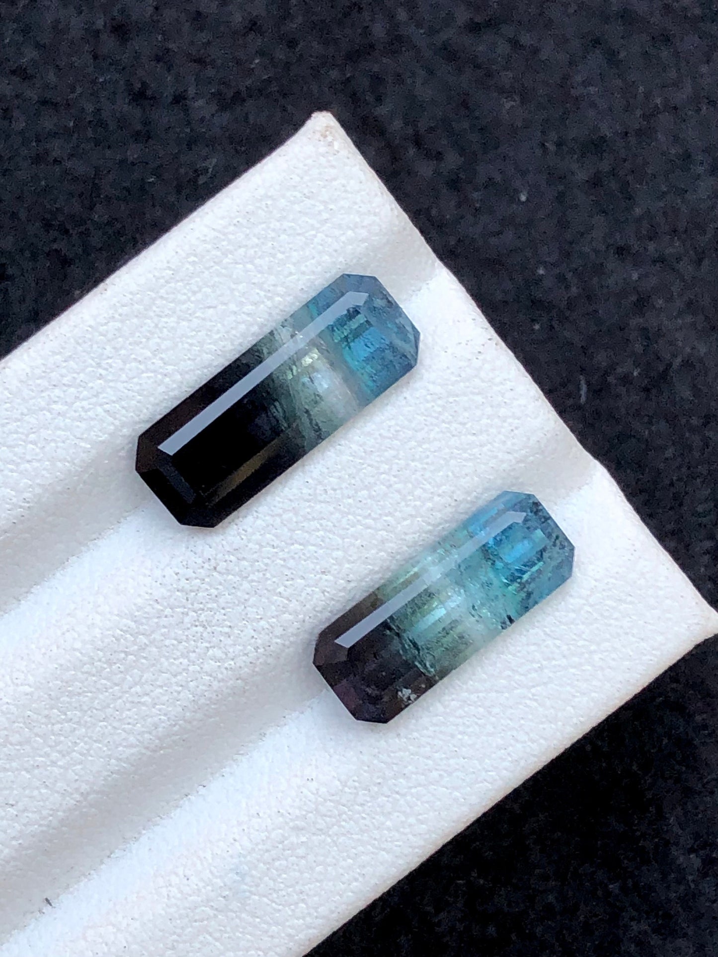 Bi colour tourmaline pair 6.85 carats