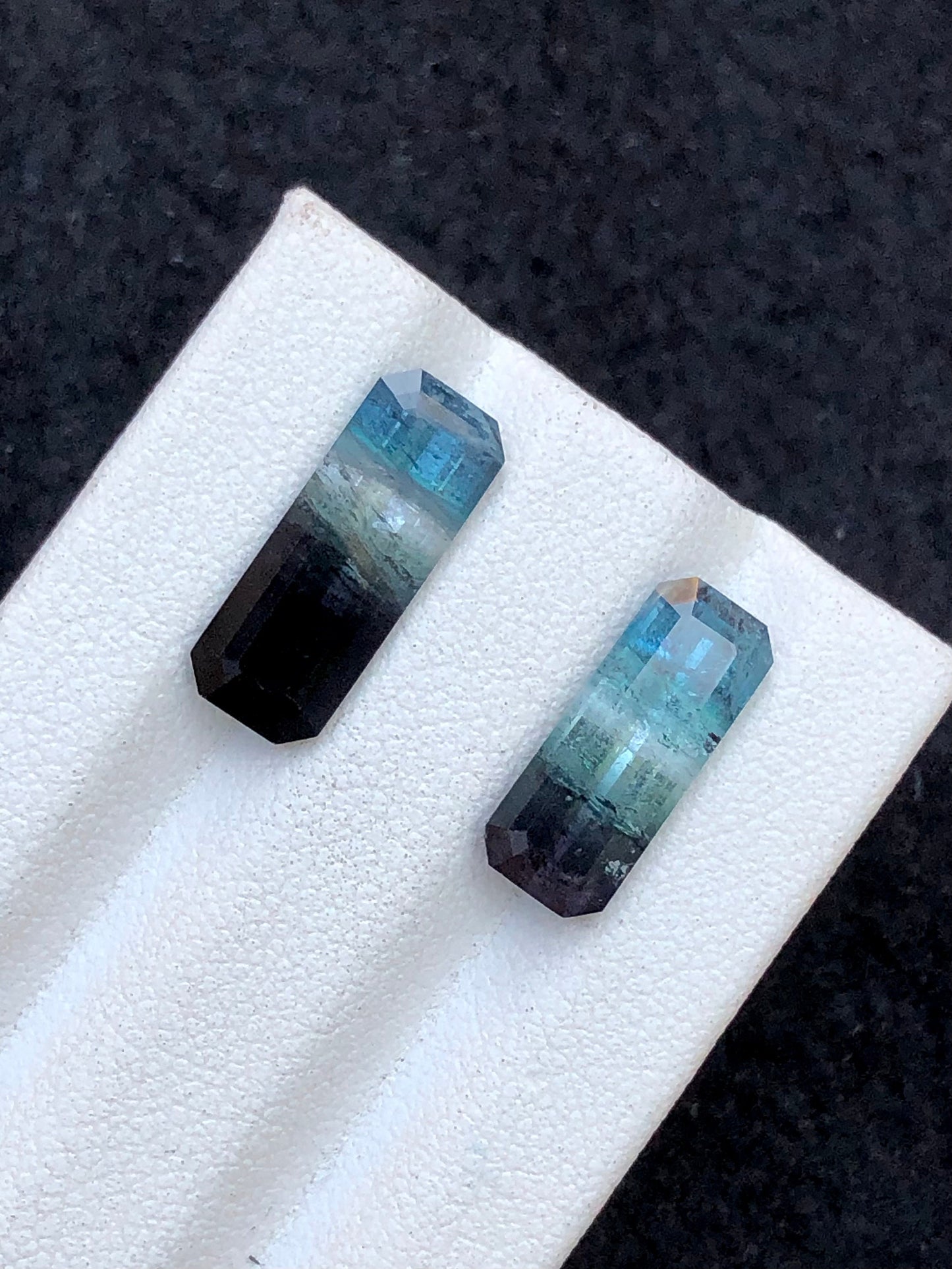 Bi colour tourmaline pair 6.85 carats