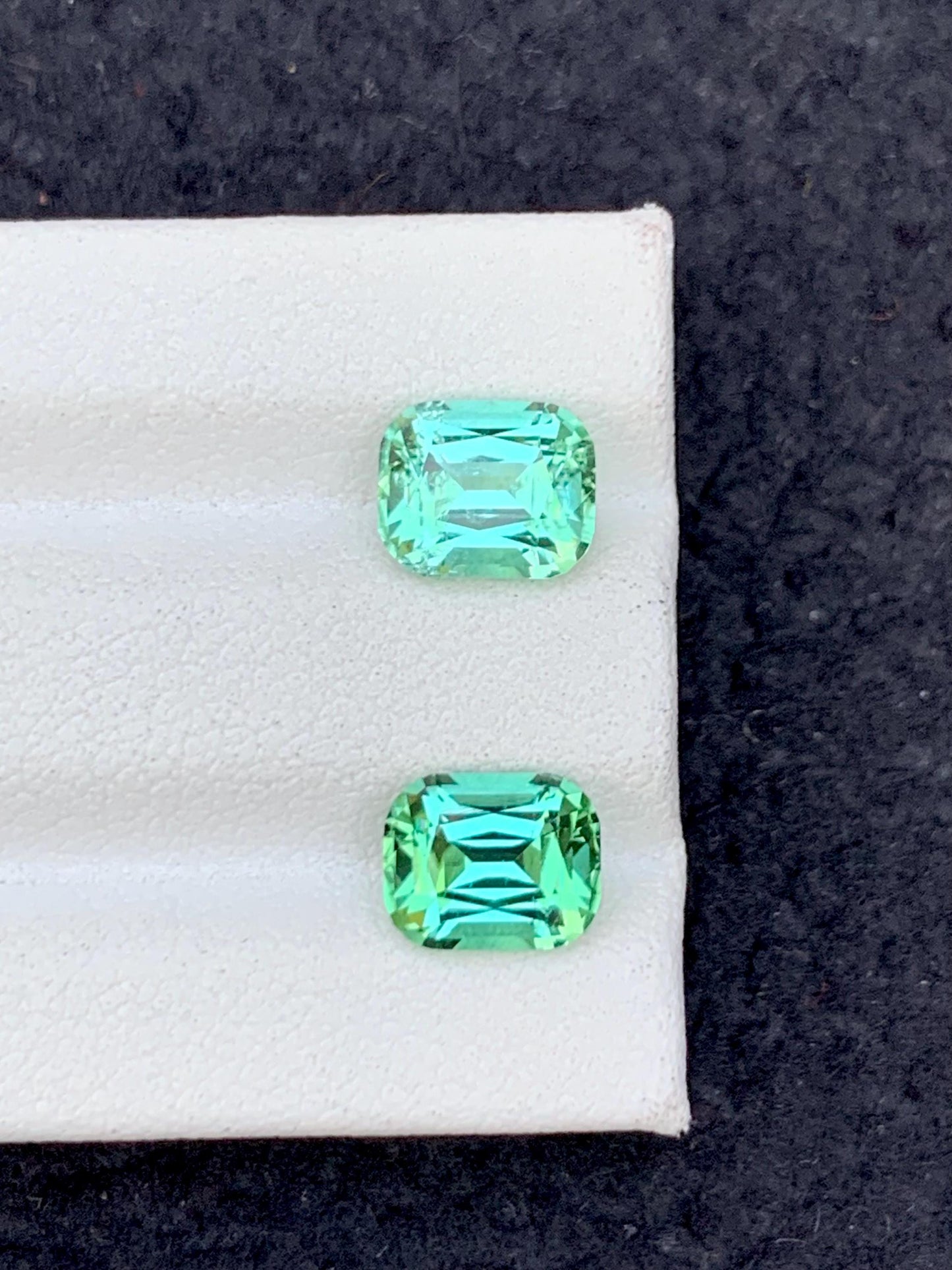 3.50 CTs lagoon green tourmaline pair natural faceted