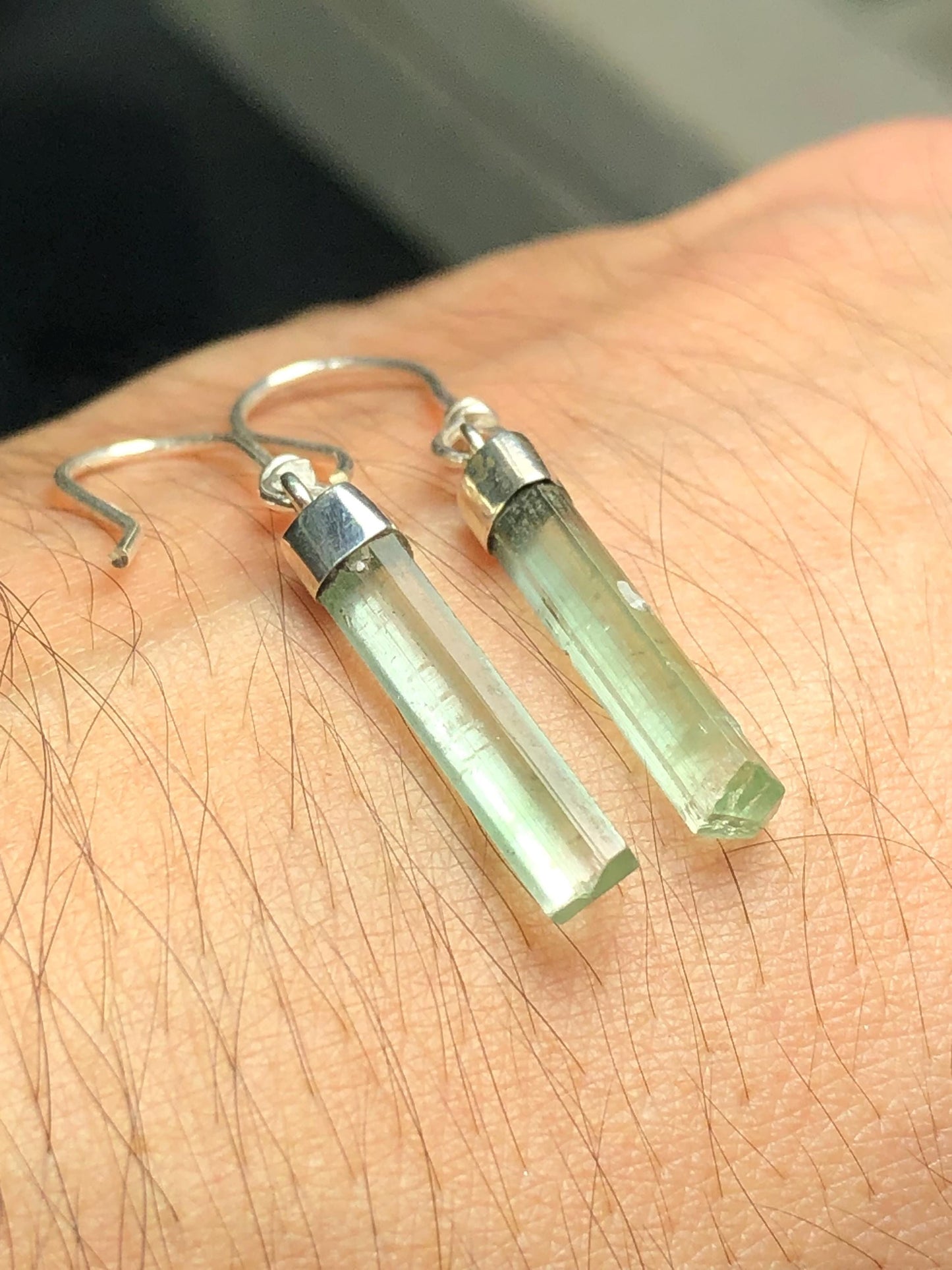 8.30 CTs pure 925 silver tourmaline earrings