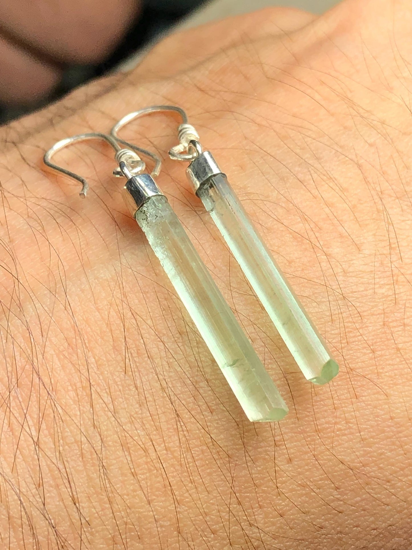 10 CTs pure 925 silver tourmaline crystal earrings