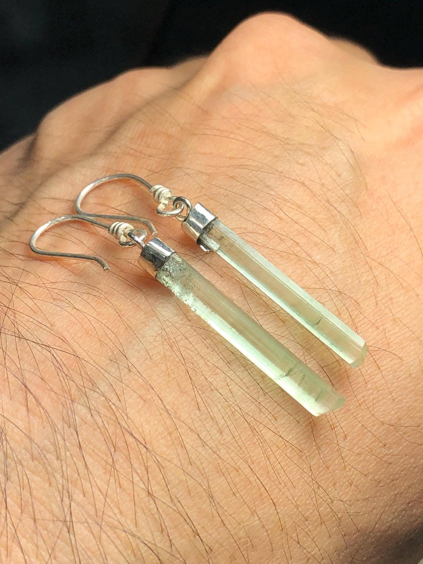 10 CTs pure 925 silver tourmaline crystal earrings