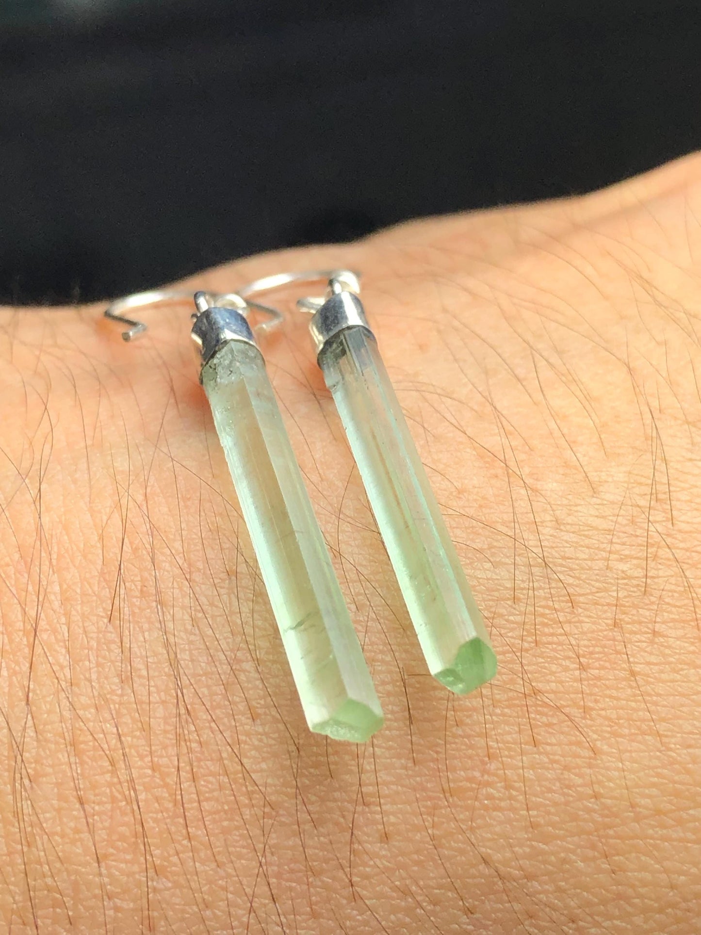 10 CTs pure 925 silver tourmaline crystal earrings