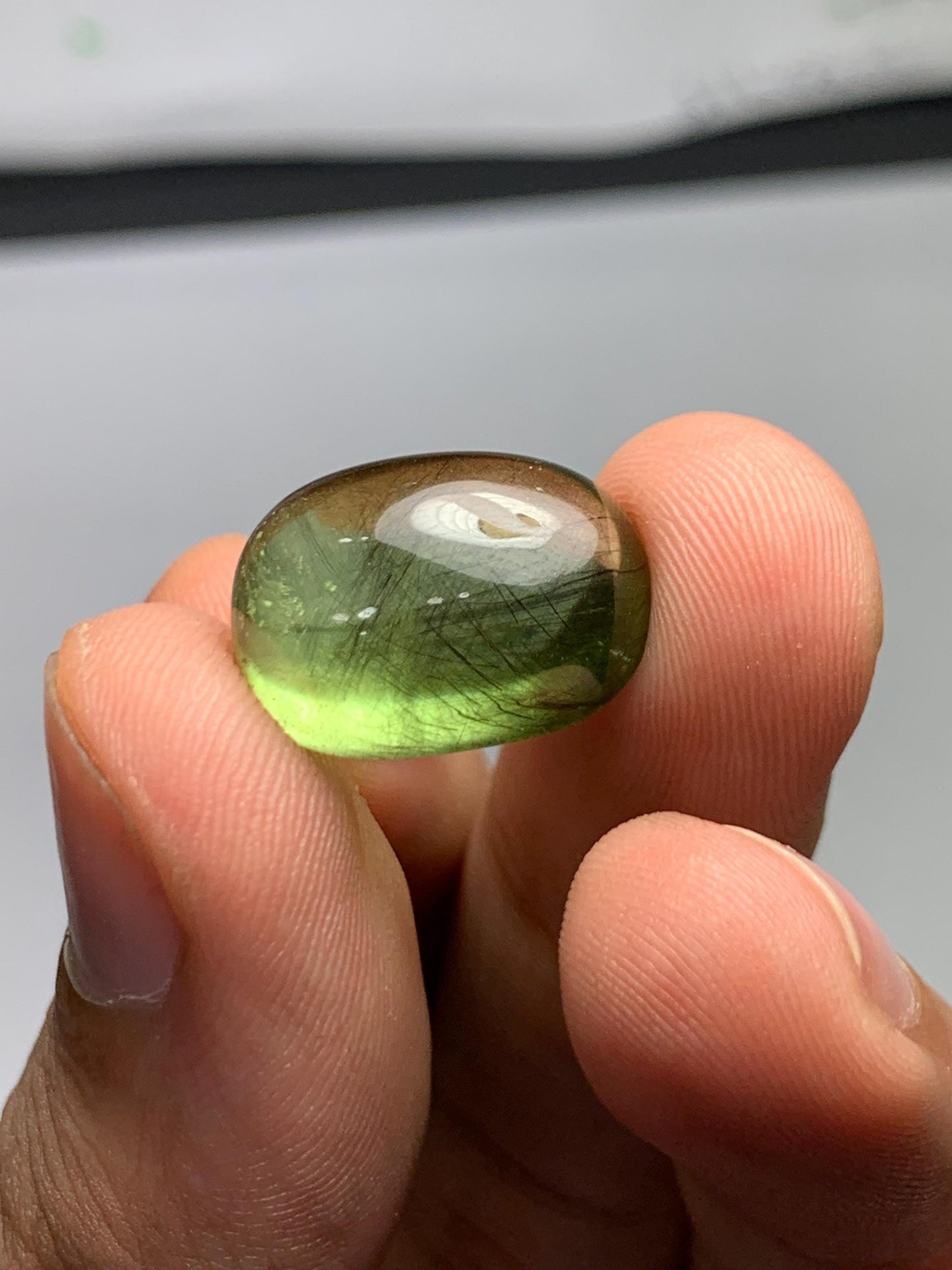 18 ct hairy peridot cabochon 18*13*9mm