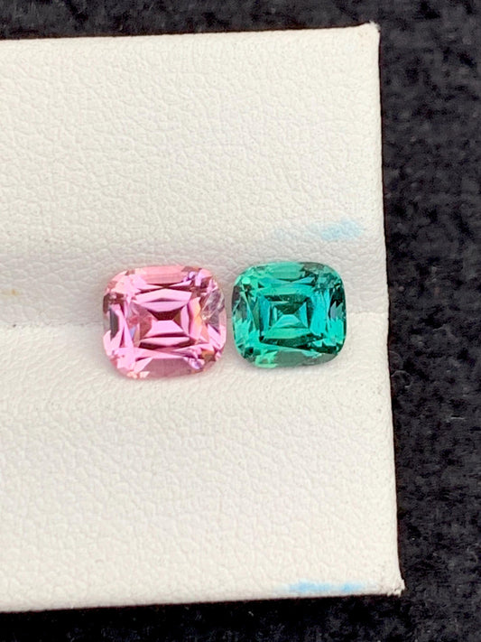 2.80 cts light pink & greenish blue tourmalines 7*6*5mm each stone