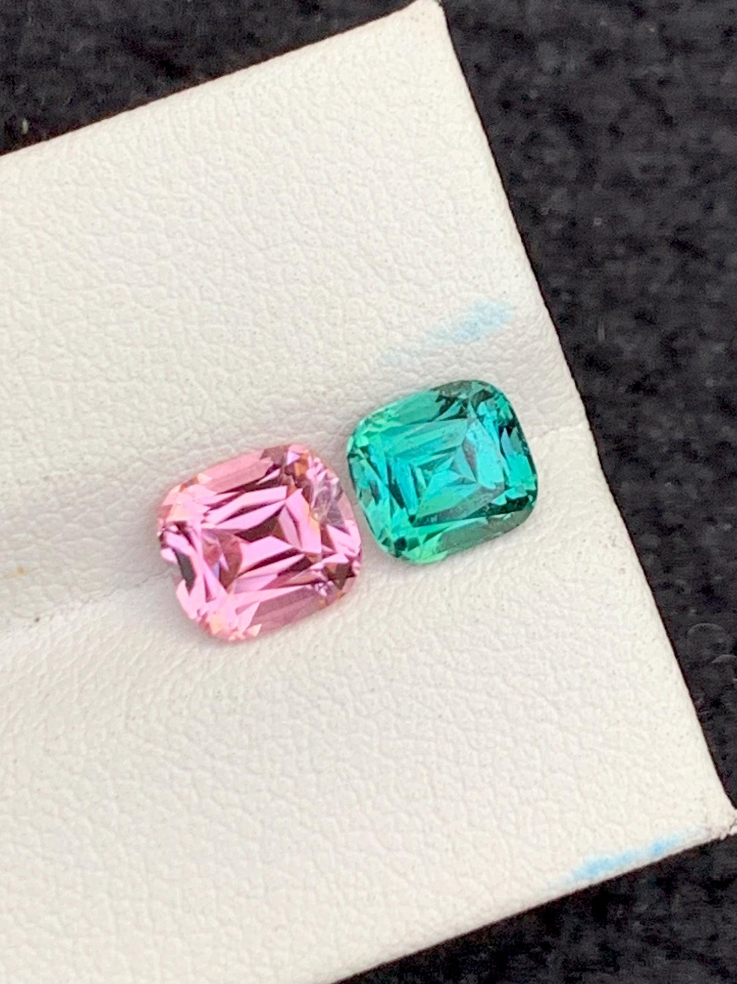 2.80 cts light pink & greenish blue tourmalines 7*6*5mm each stone