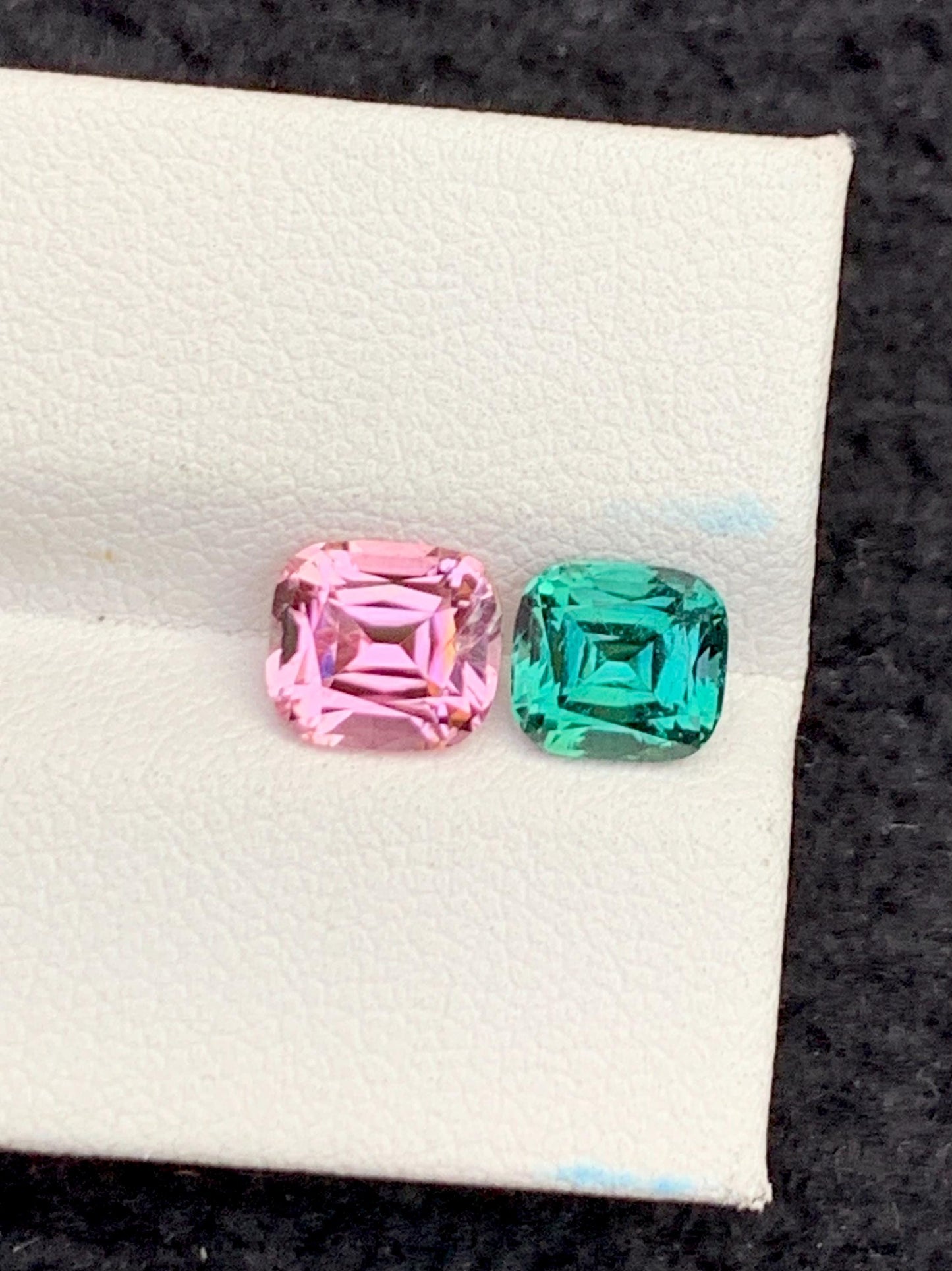 2.80 cts light pink & greenish blue tourmalines 7*6*5mm each stone