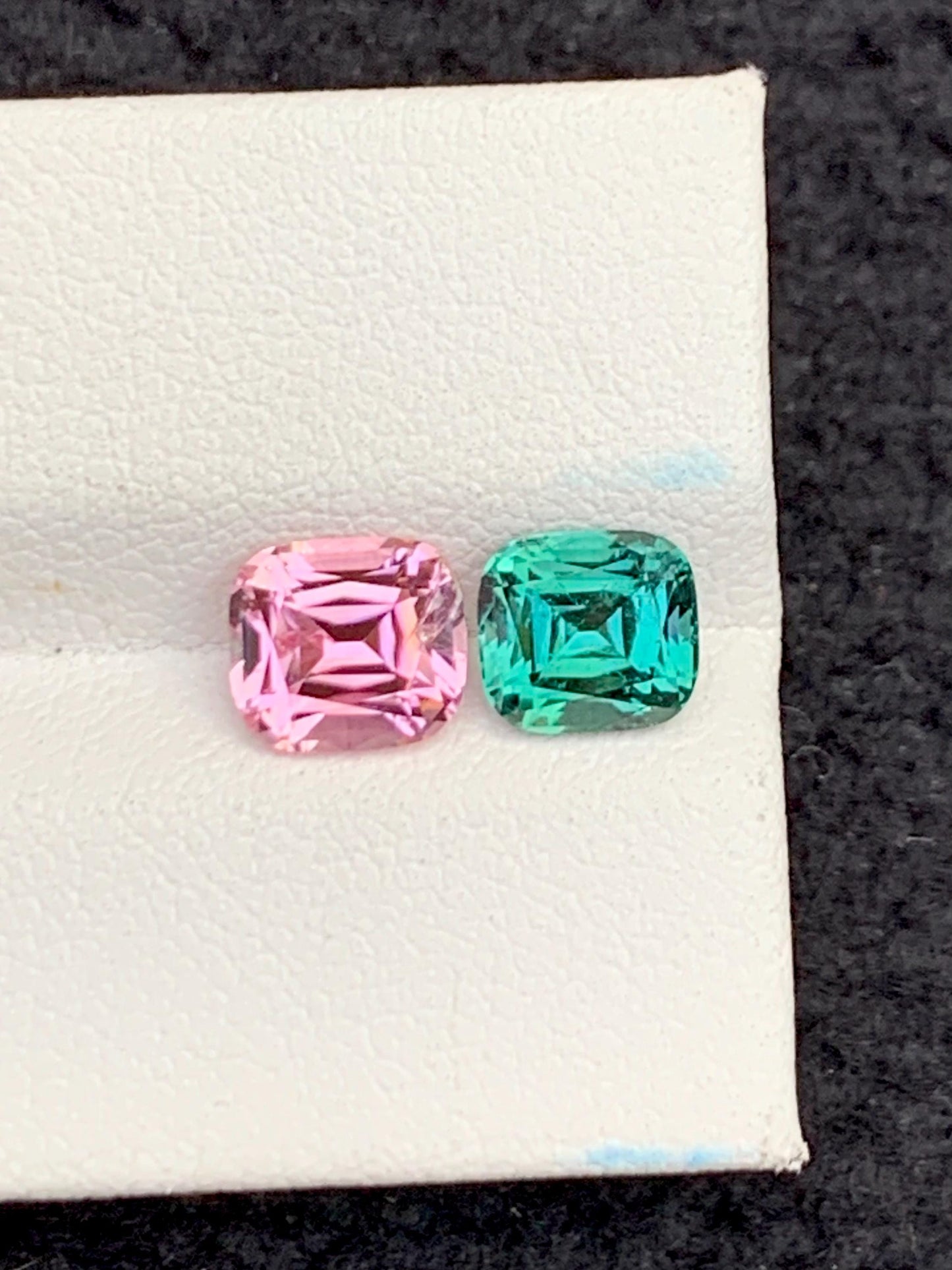 2.80 cts light pink & greenish blue tourmalines 7*6*5mm each stone