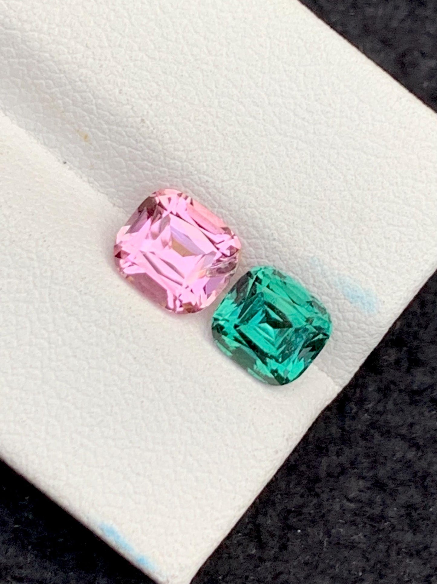 2.80 cts light pink & greenish blue tourmalines 7*6*5mm each stone