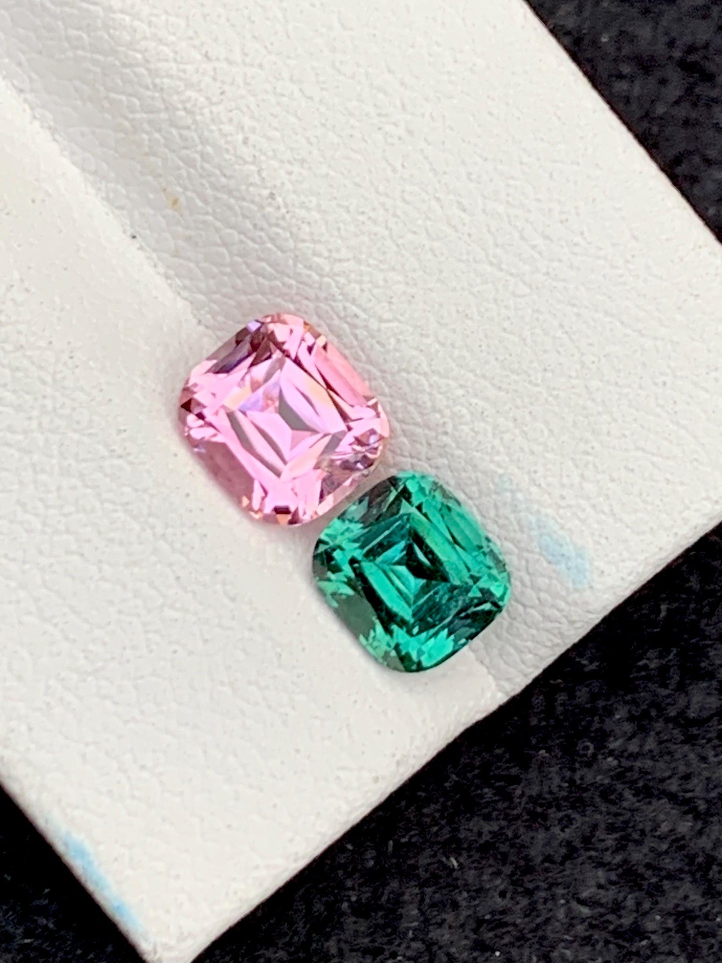 2.80 cts light pink & greenish blue tourmalines 7*6*5mm each stone