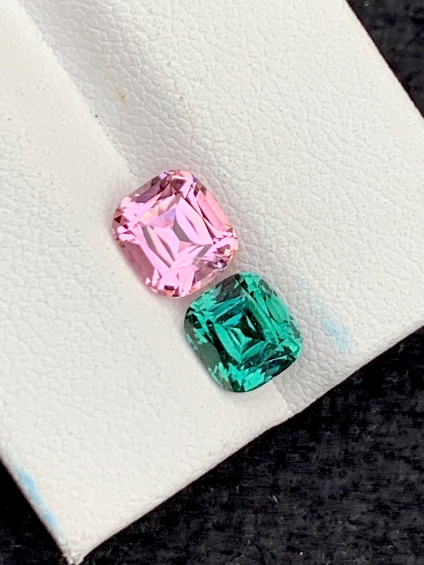 2.80 cts light pink & greenish blue tourmalines 7*6*5mm each stone