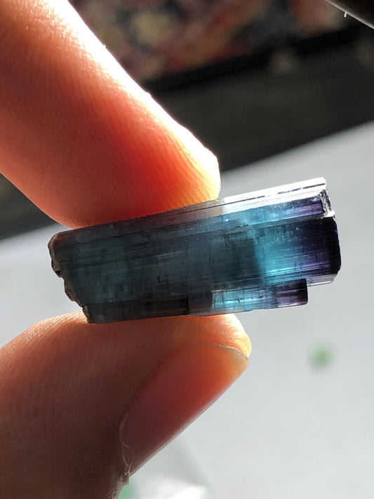 13 CTs ink blue tourmaline crystal