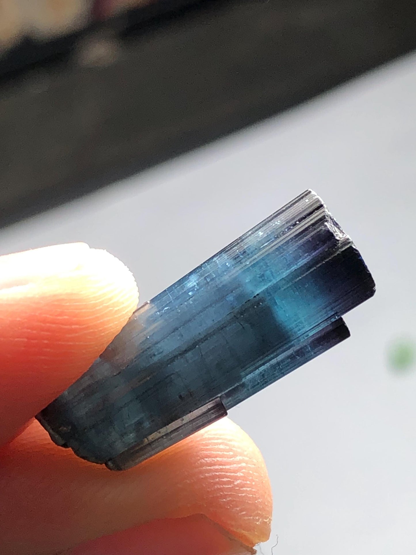 13 CTs ink blue tourmaline crystal