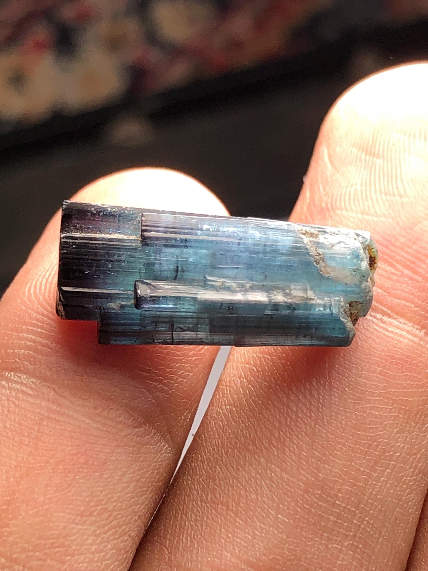 13 CTs ink blue tourmaline crystal