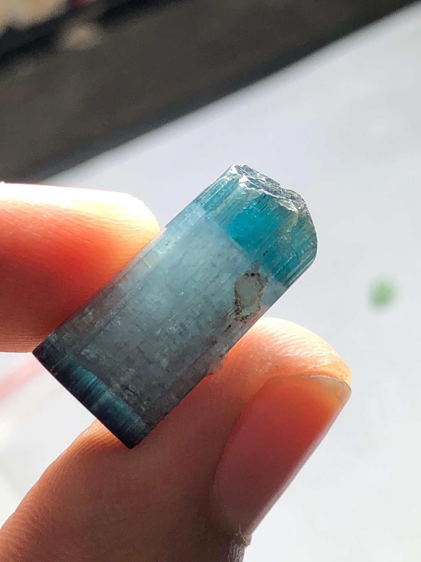 18 CTs double terminated cat eye tourmaline crystal