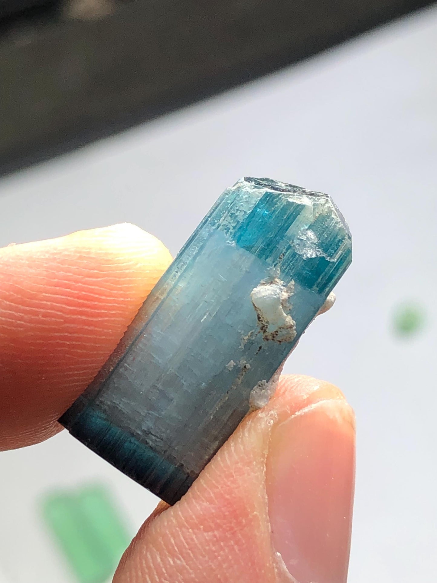 18 CTs double terminated cat eye tourmaline crystal