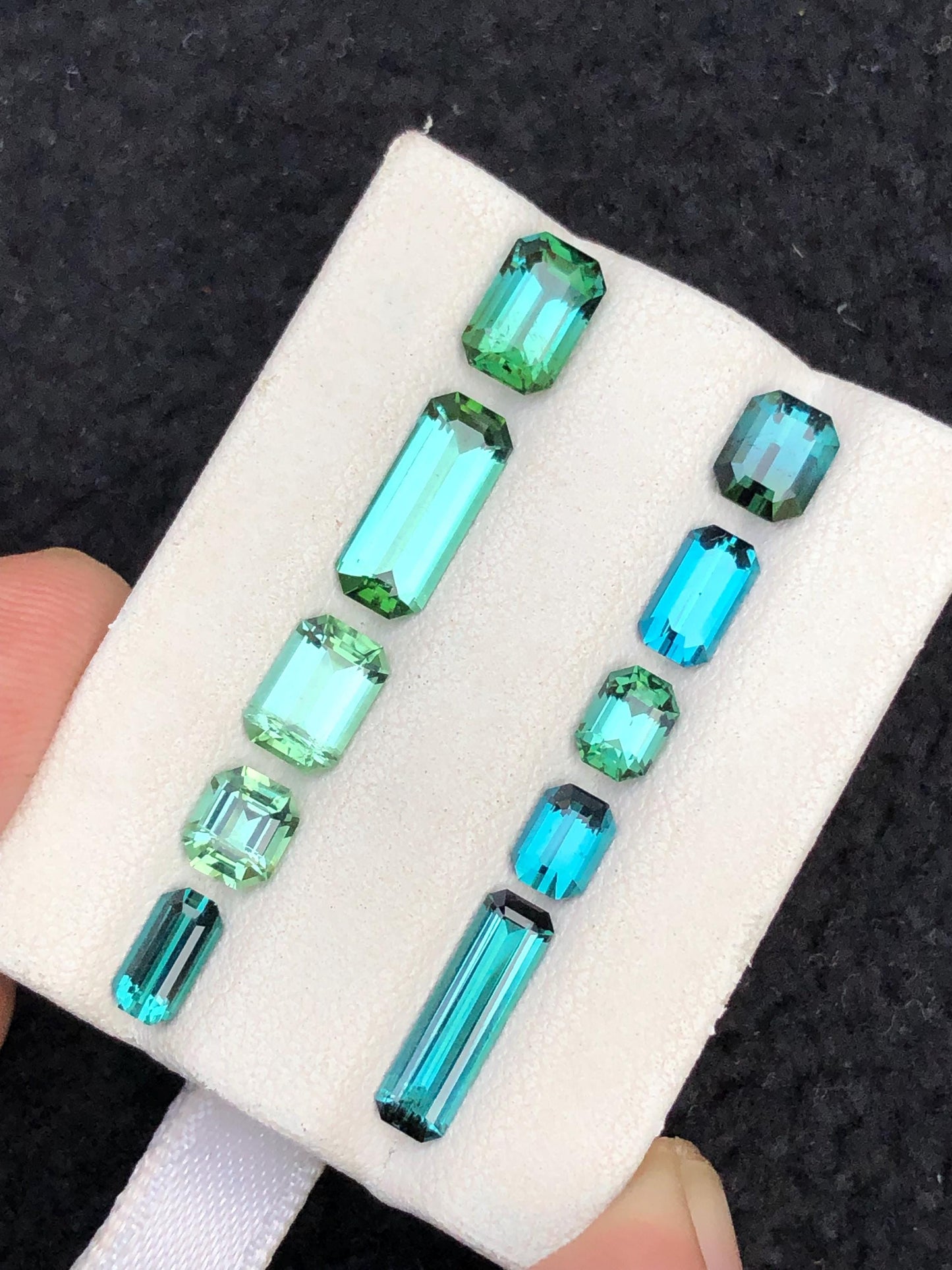 7.60 ct bright blue & mint green tourmaline lot 5mm to 11mm