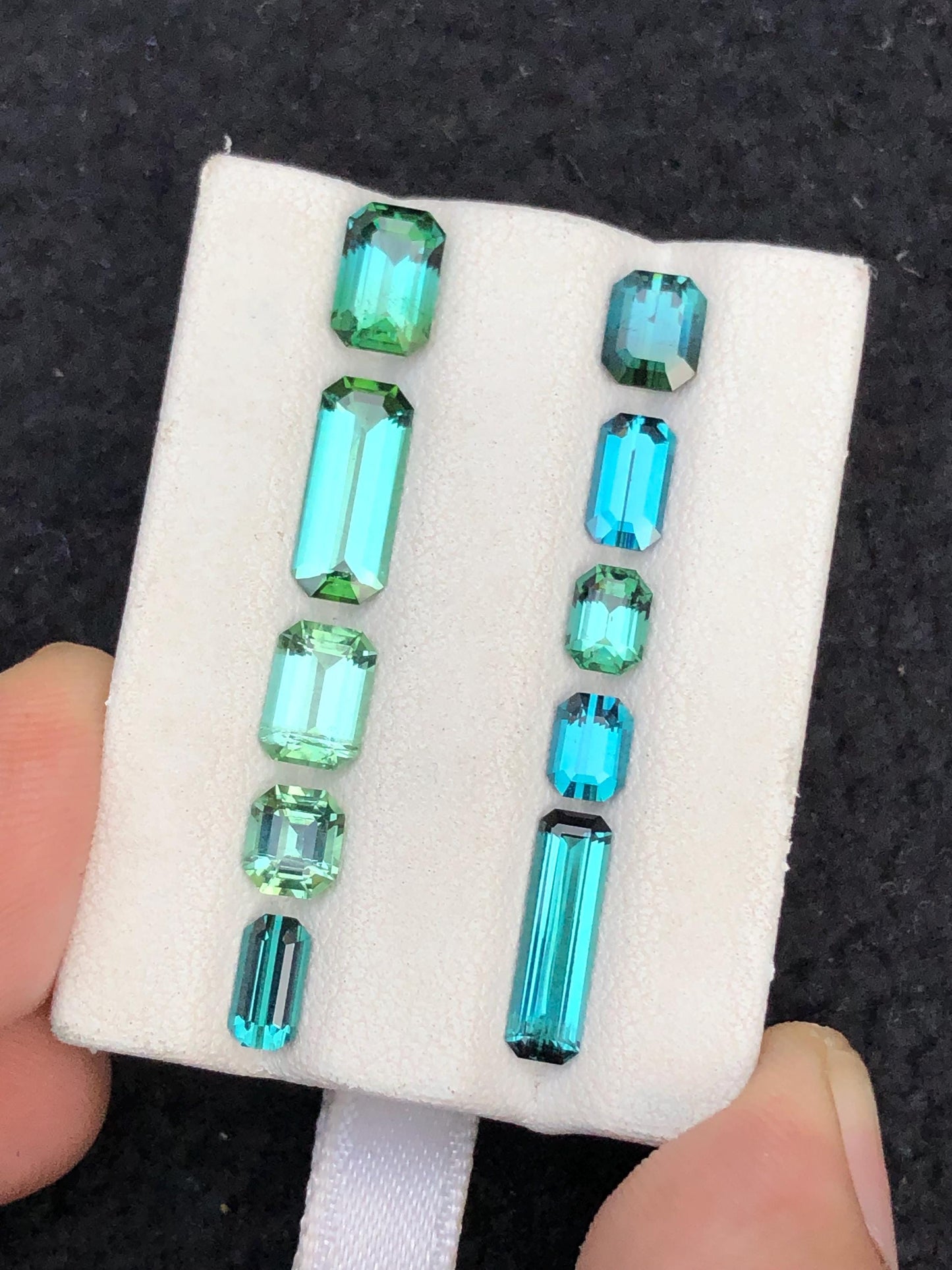 7.60 ct bright blue & mint green tourmaline lot 5mm to 11mm