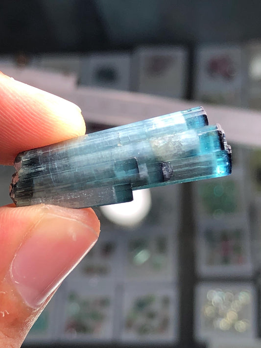 21 ct blue cat eye terminated tourmaline crystal 31mm long