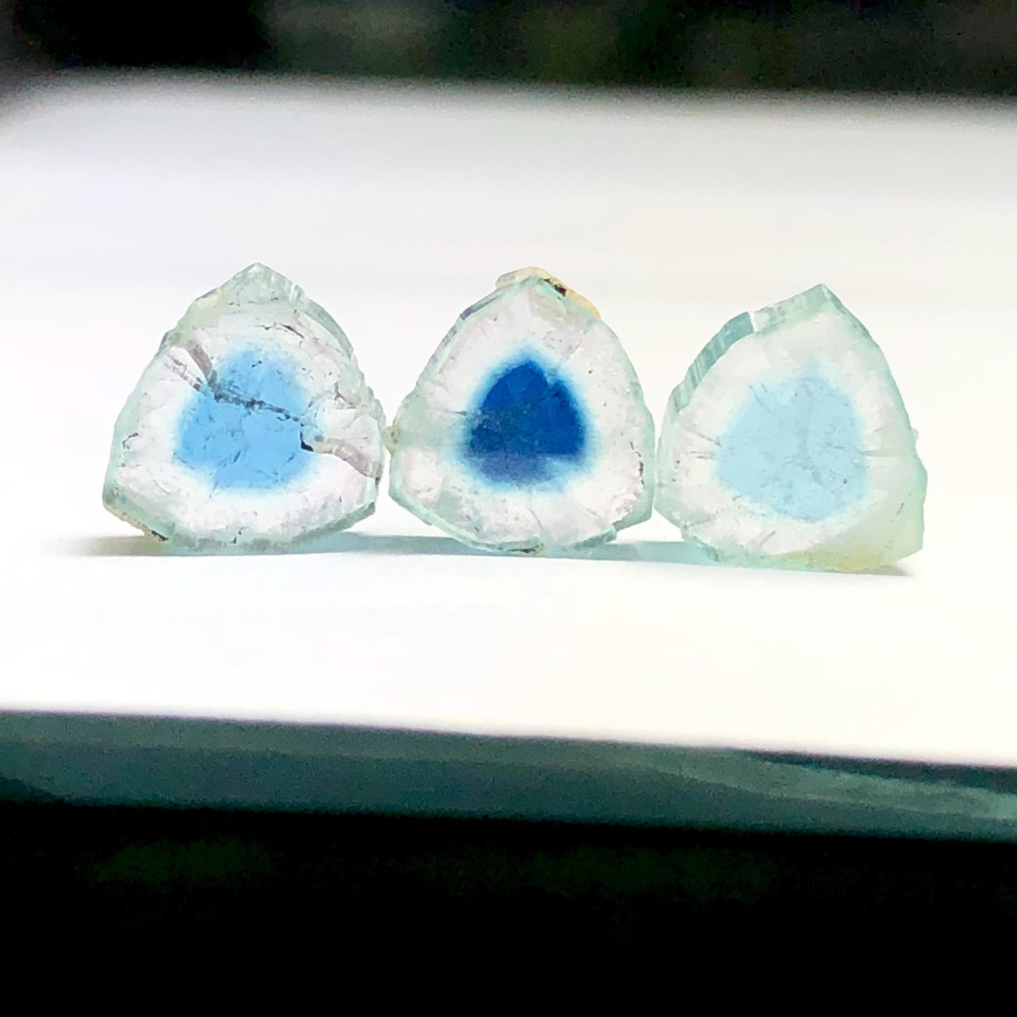 6 carats blue watermelon tourmaline slices