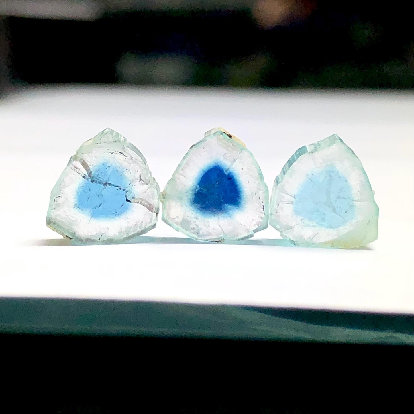 6 carats blue watermelon tourmaline slices