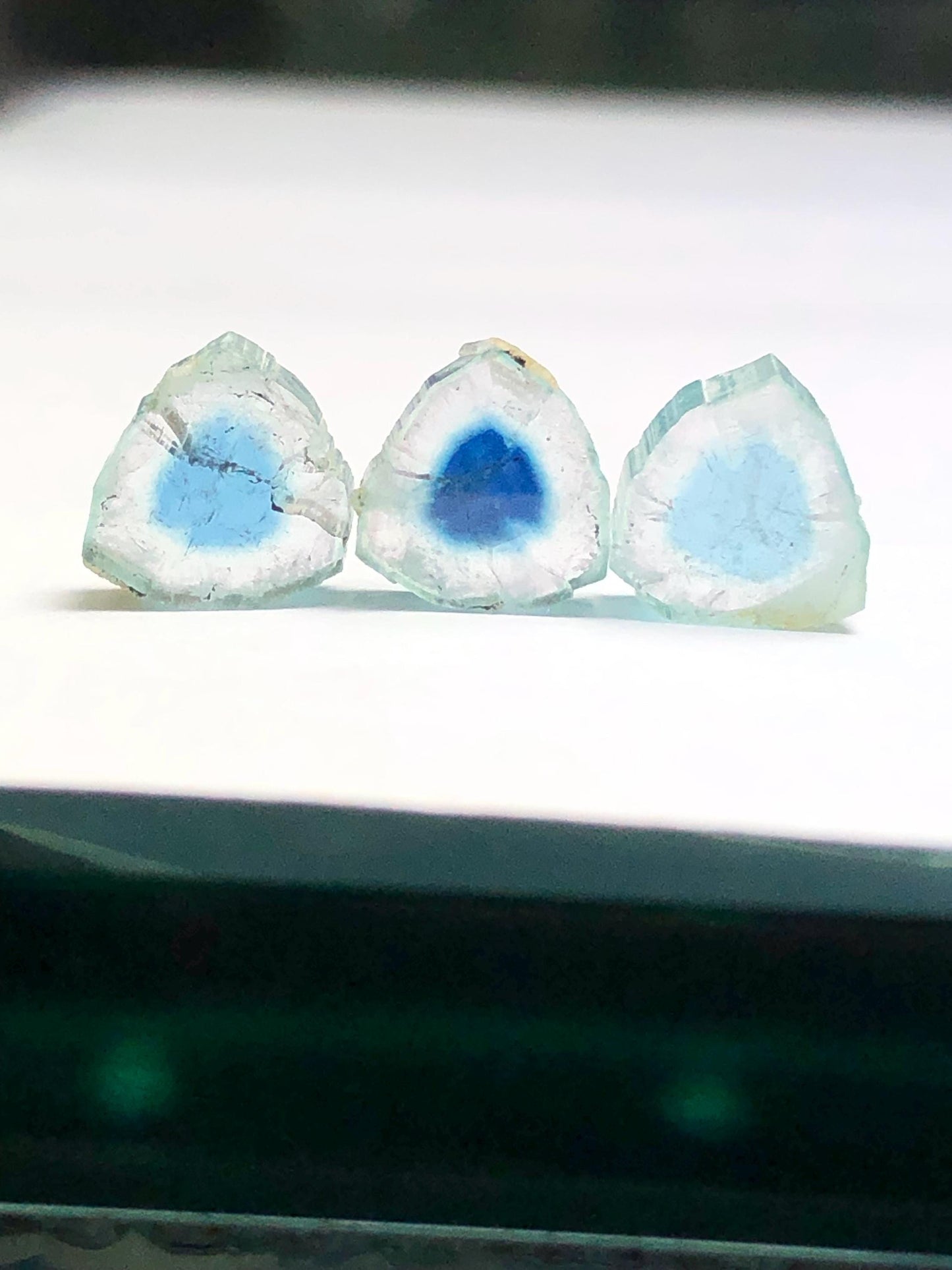 6 carats blue watermelon tourmaline slices