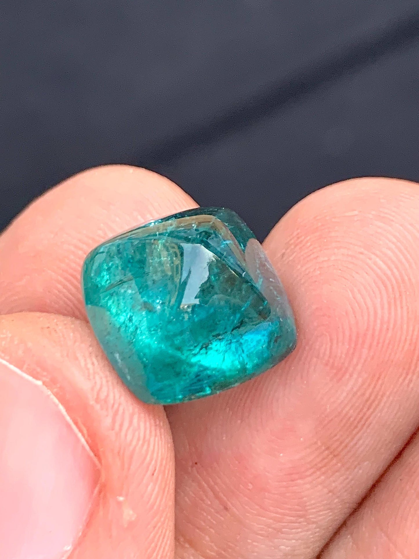 11 ct top blue tourmaline cabochon sugar loaf shape