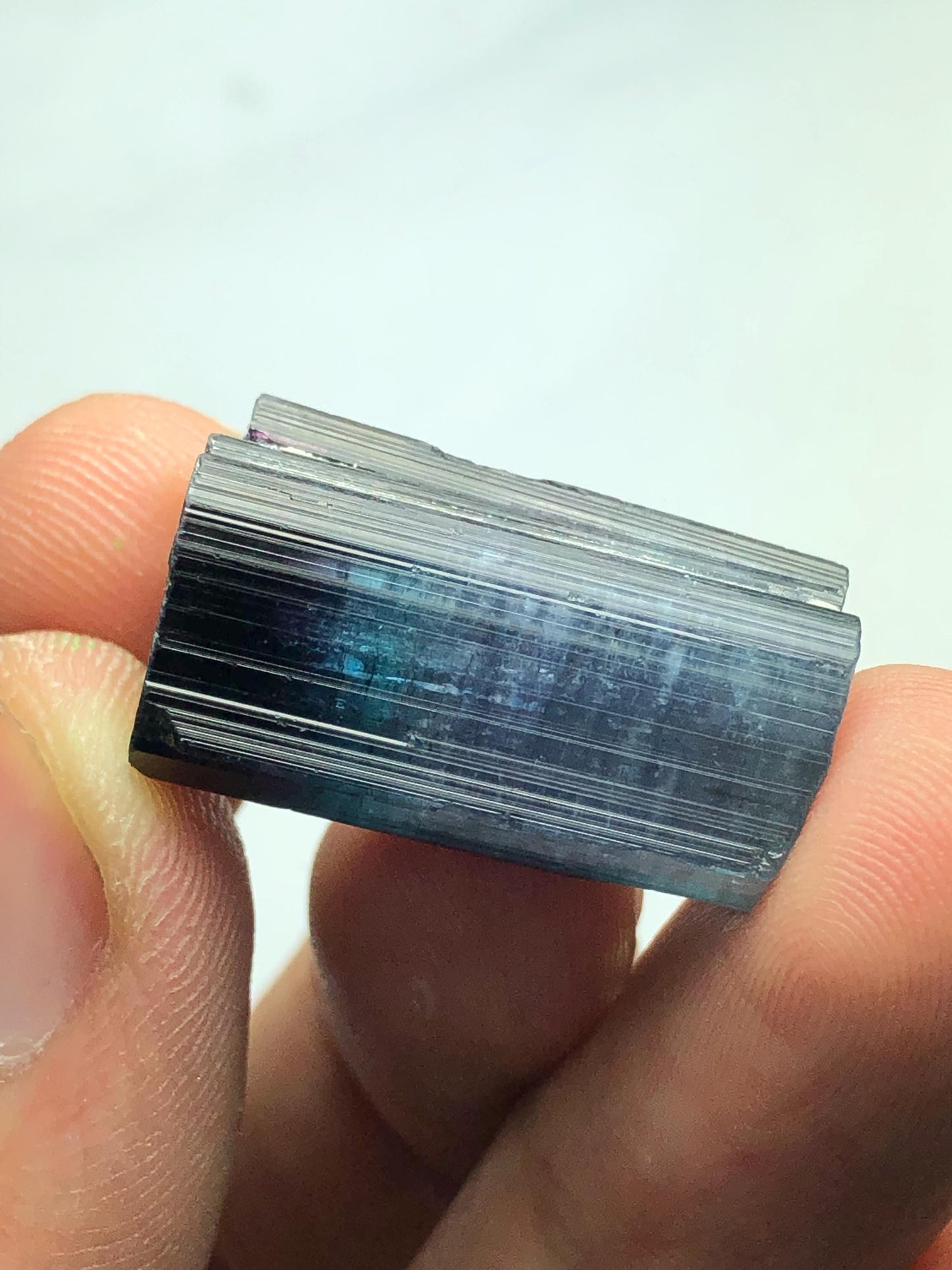 40 ct bi colour tourmaline crystals 25mm long